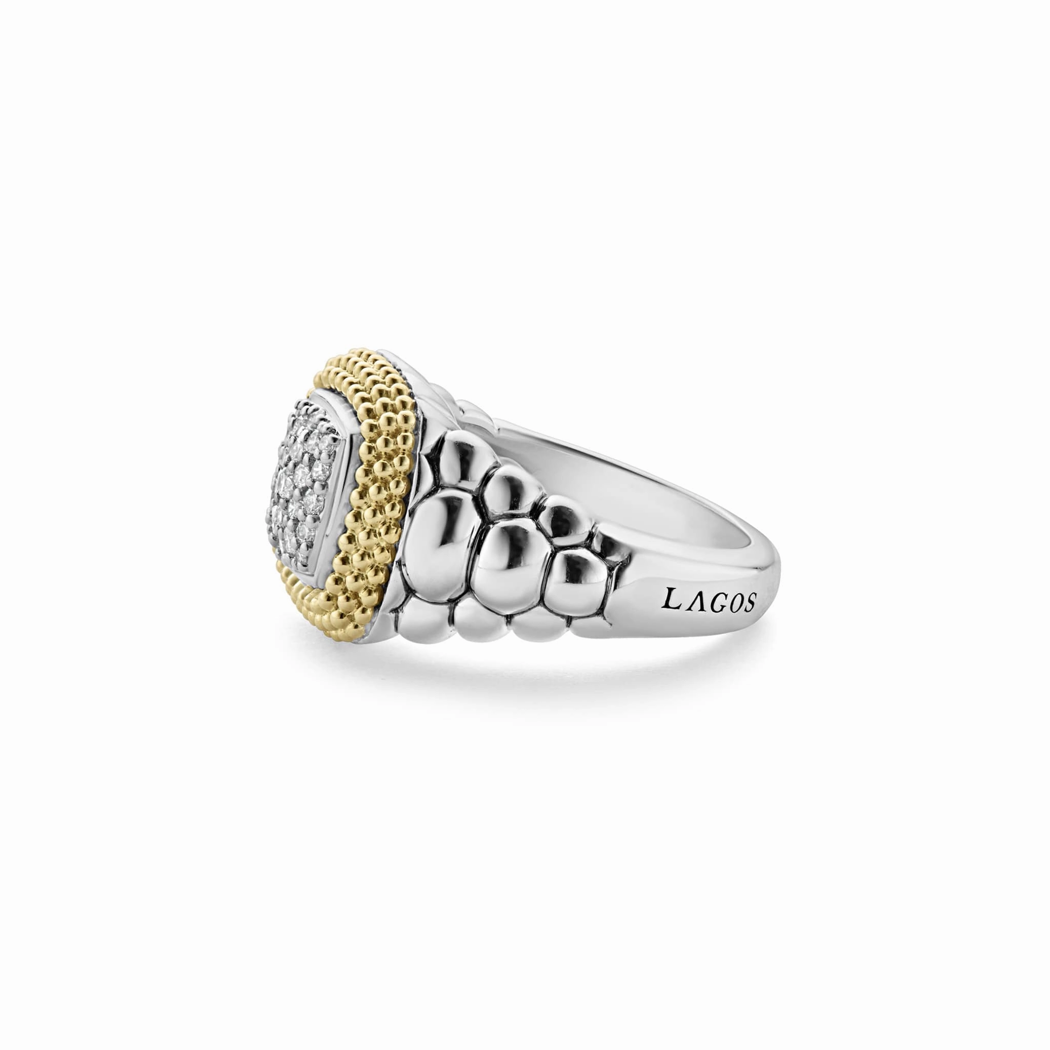 Caviar Lux Square Diamond Statement Ring