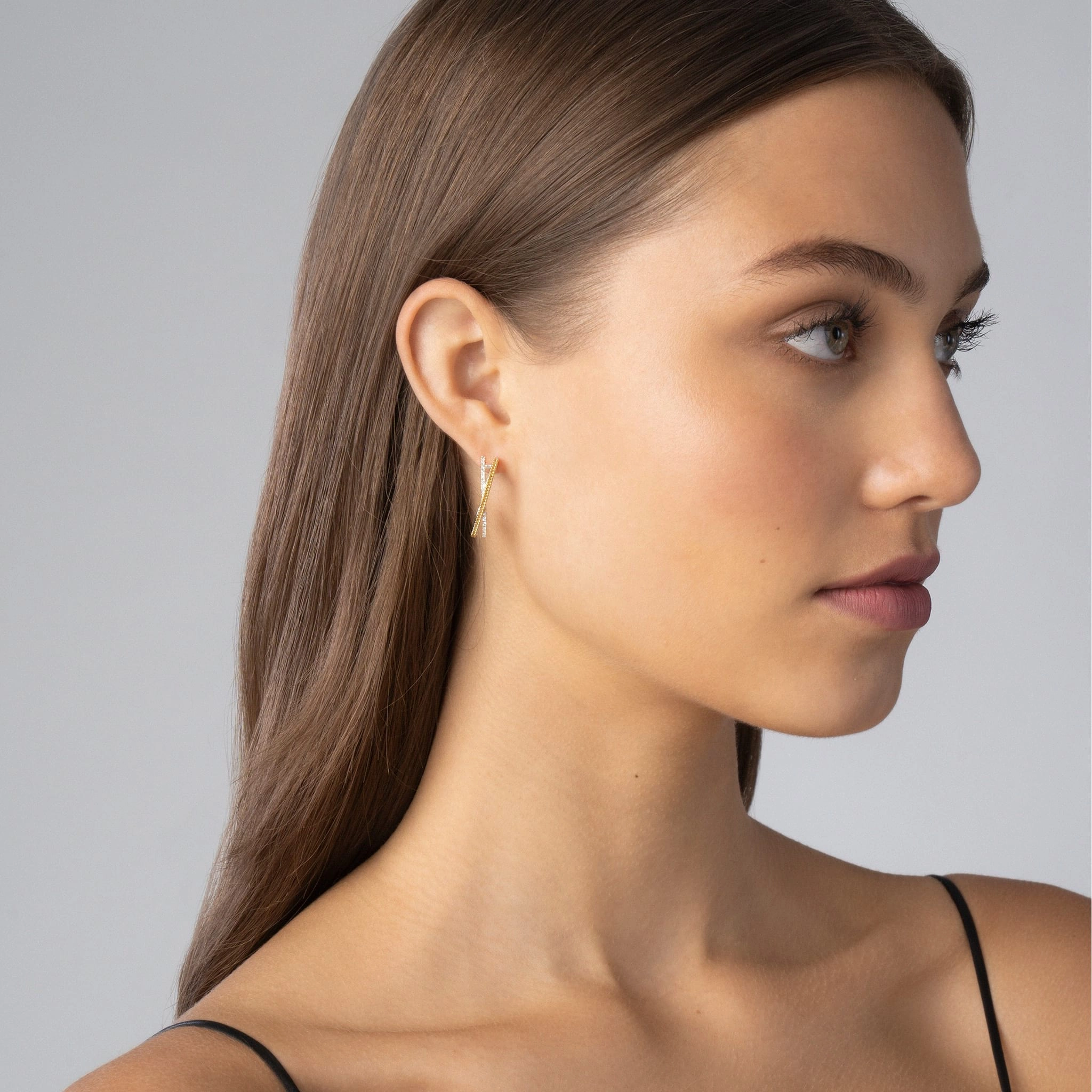 Caviar Lux Thin Two-Tone Caviar X Diamond Hoop