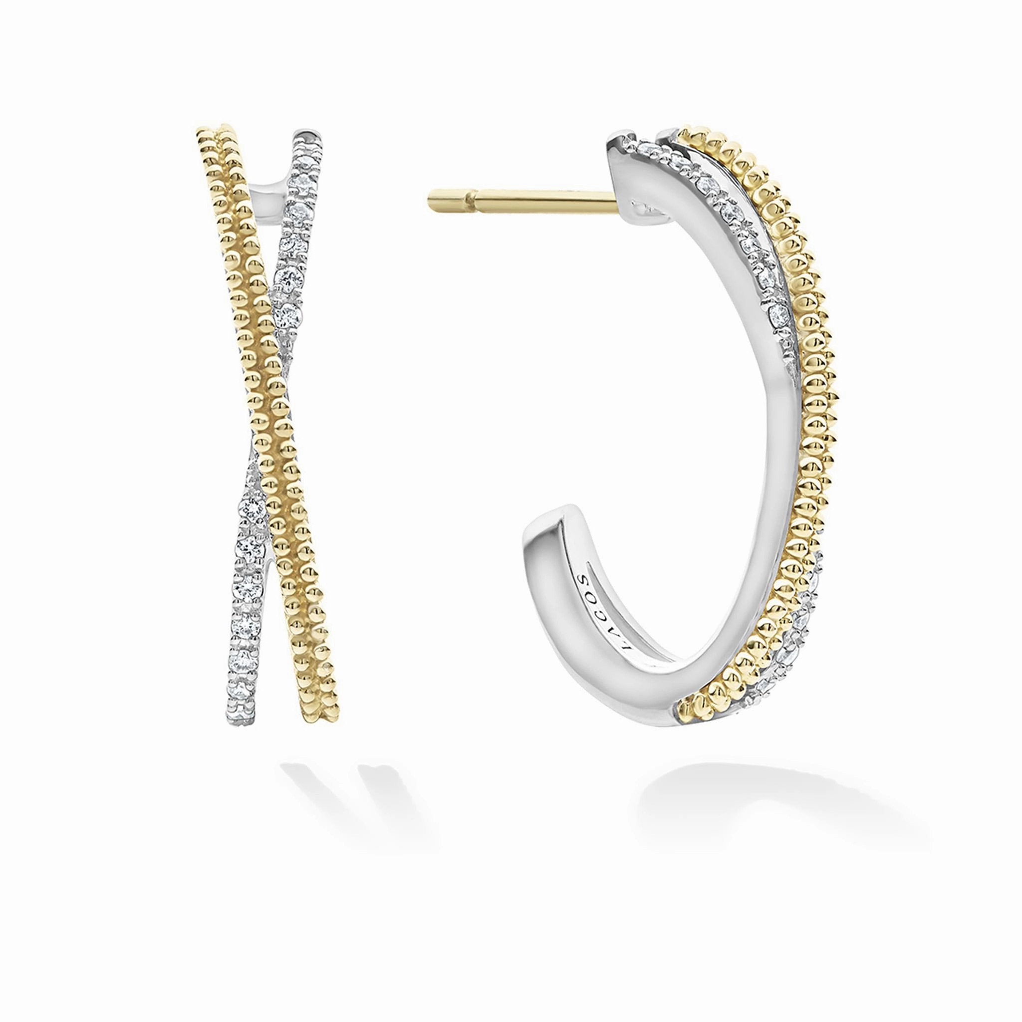 Caviar Lux Thin Two-Tone Caviar X Diamond Hoop