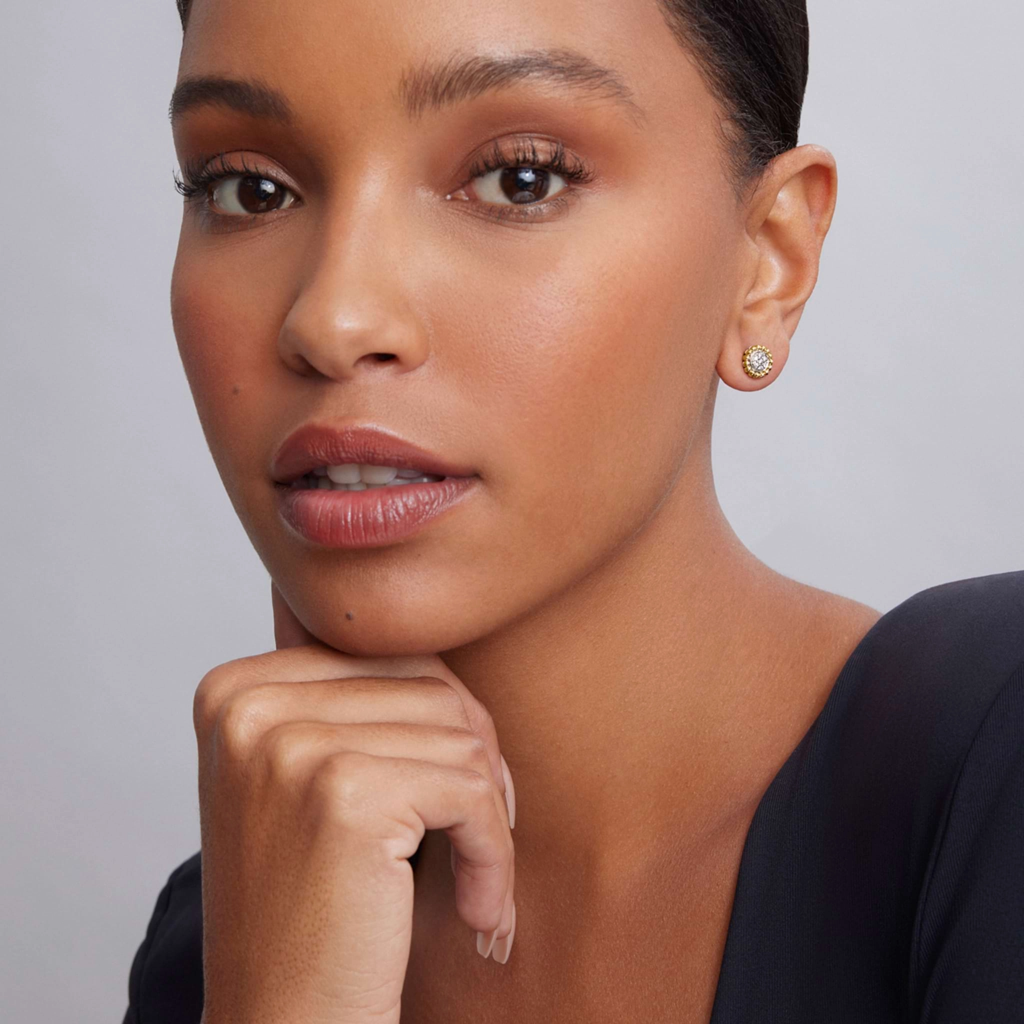Caviar Lux Two-Tone Caviar Diamond Stud Earrings