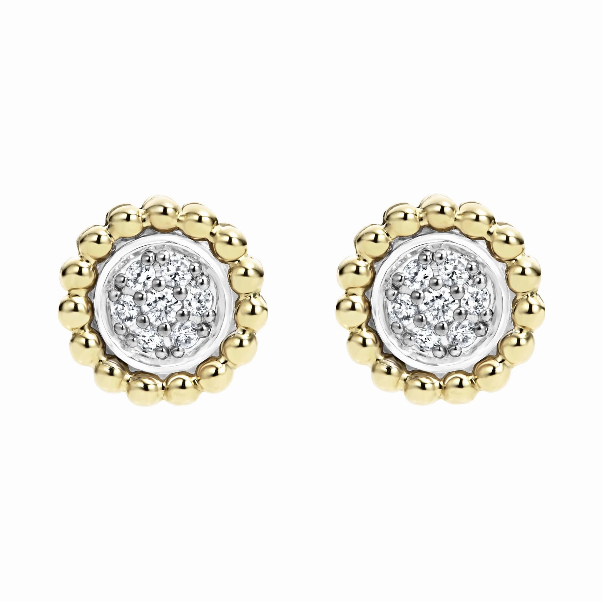 Caviar Lux Two-Tone Caviar Diamond Stud Earrings