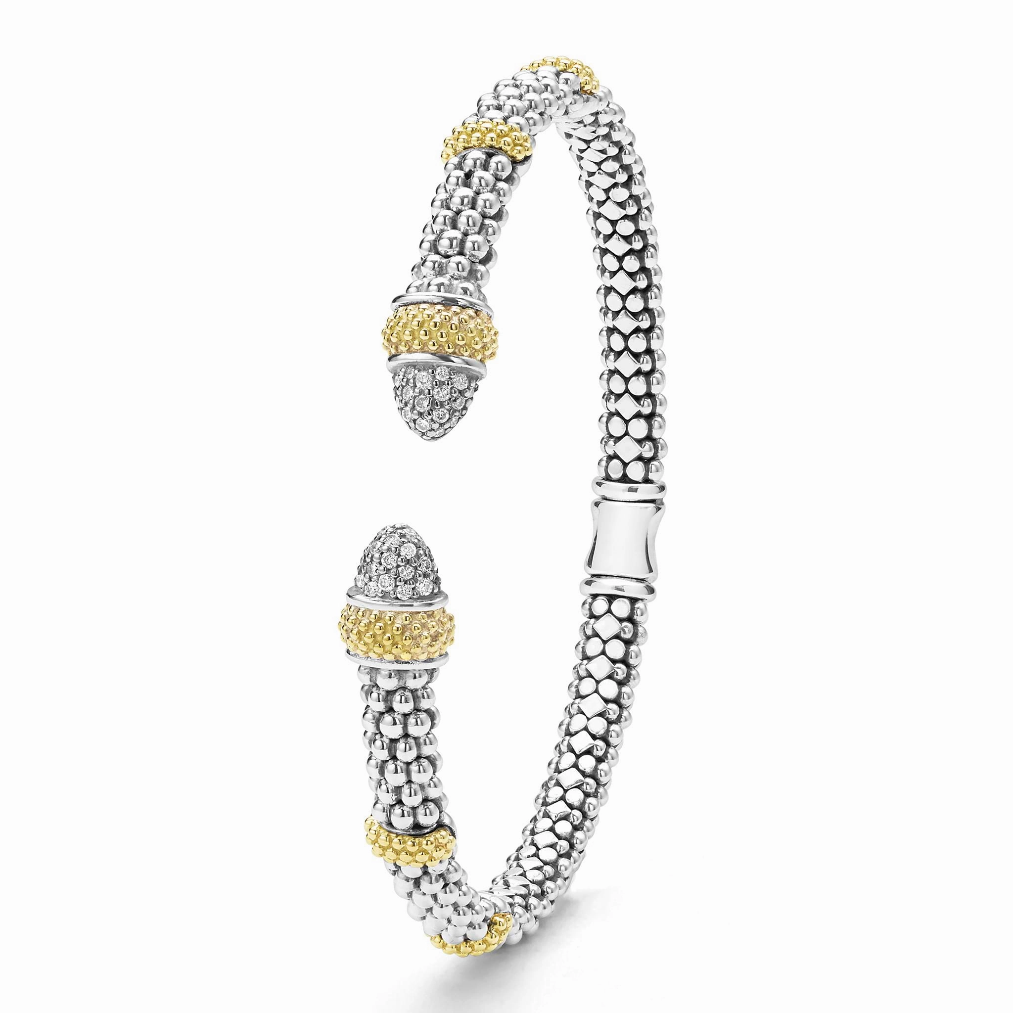 Caviar Lux Two-Tone Caviar Diamond Versa Torque Bracelet