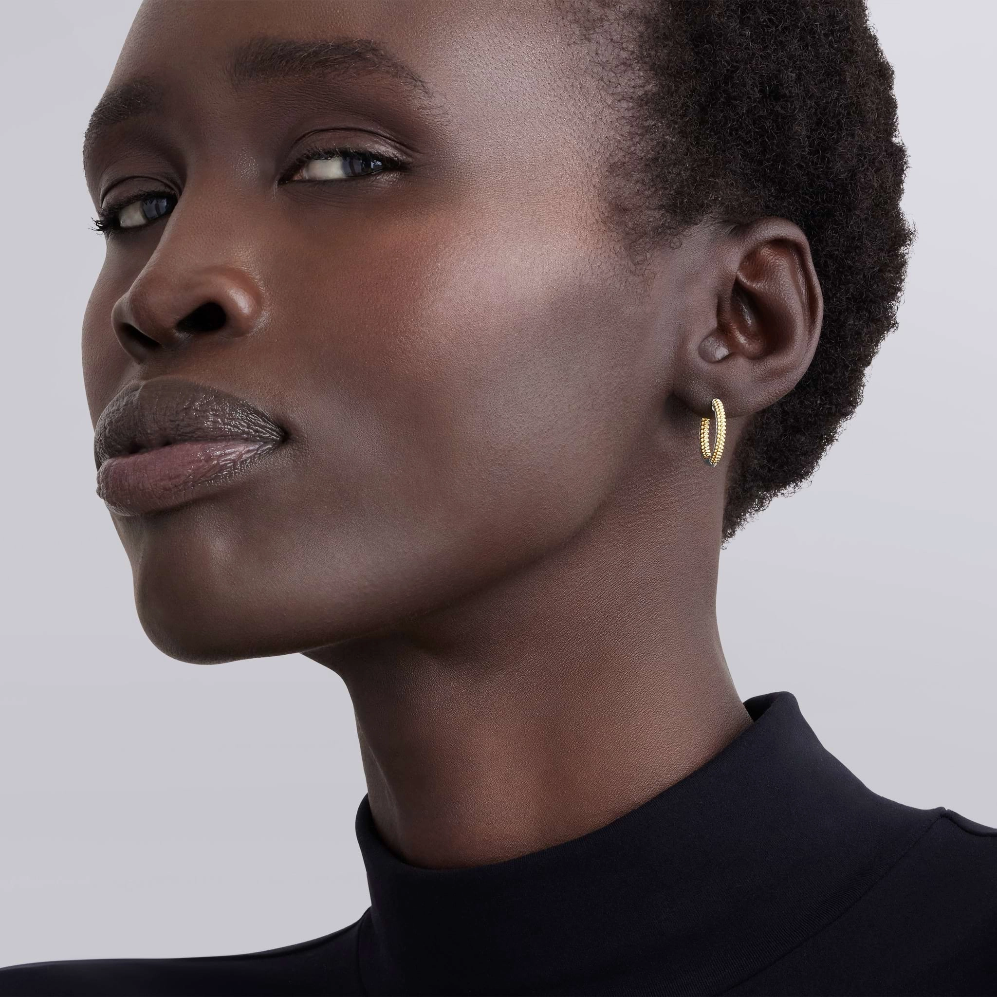Caviar Lux Two-Tone Caviar Huggie Earrings
