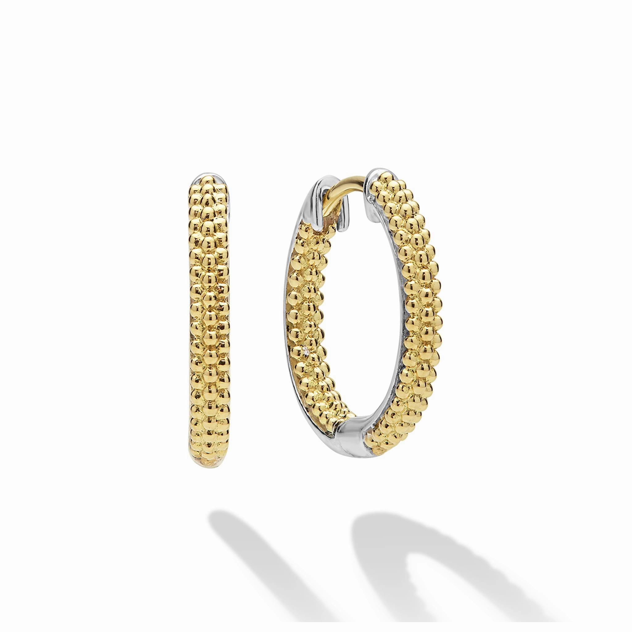 Caviar Lux Two-Tone Caviar Huggie Earrings