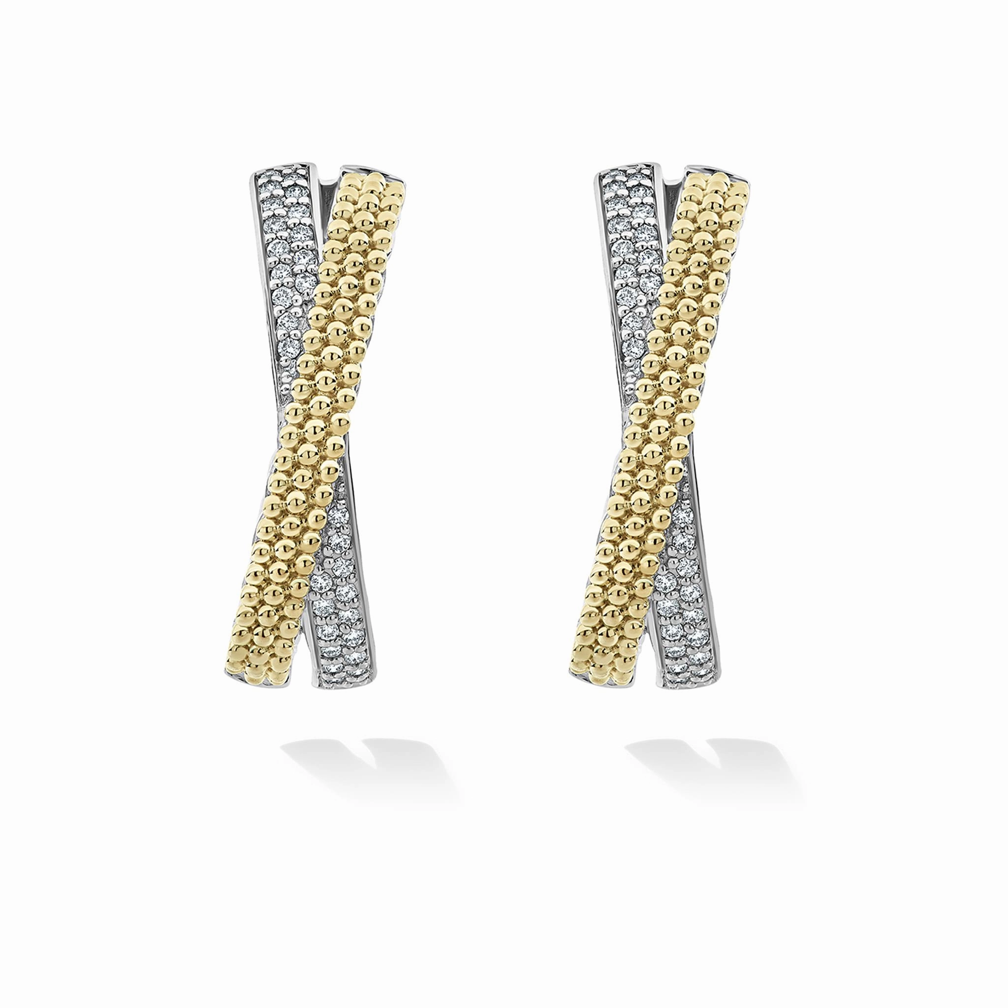 Caviar Lux Two-Tone Caviar X Diamond Hoop Earrings