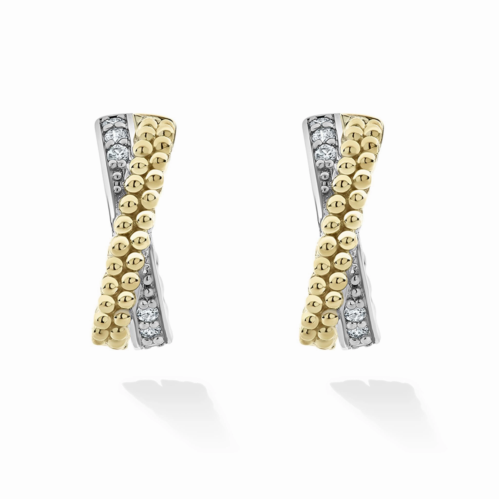 Caviar Lux Two-Tone Caviar X Diamond Huggie Earrings