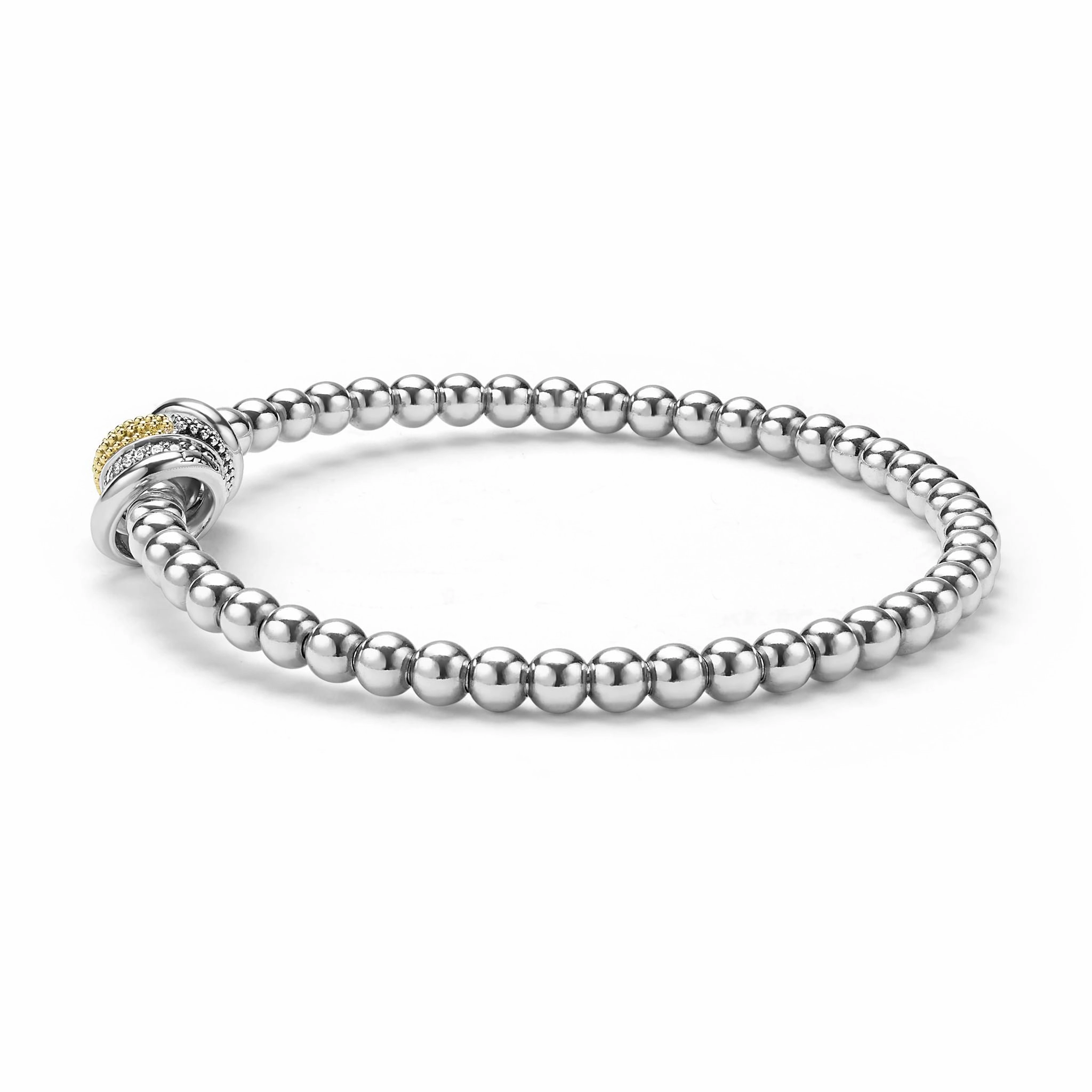 Caviar Lux Two-Tone Four Ring Diamond Stretch Bracelet
