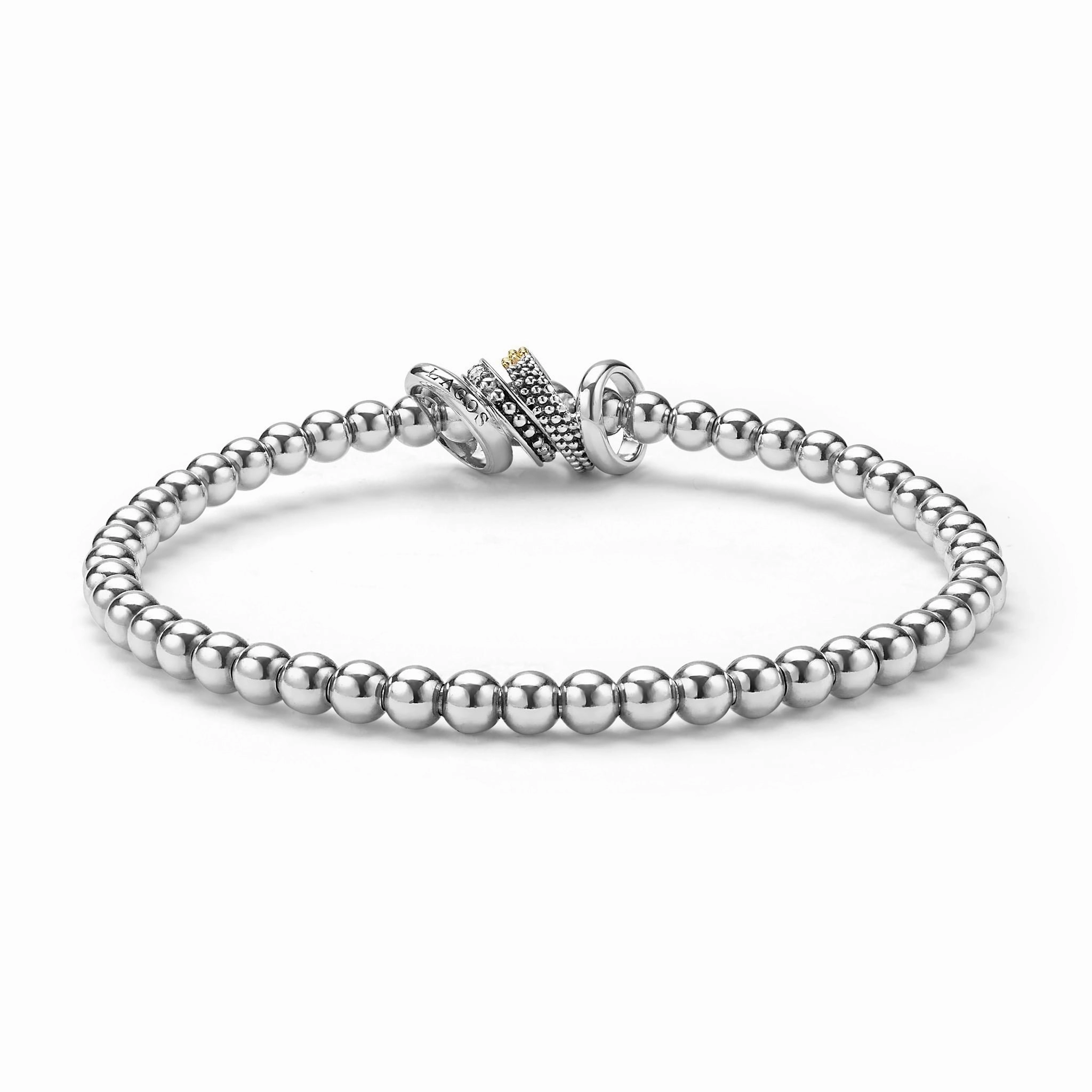 Caviar Lux Two-Tone Four Ring Diamond Stretch Bracelet