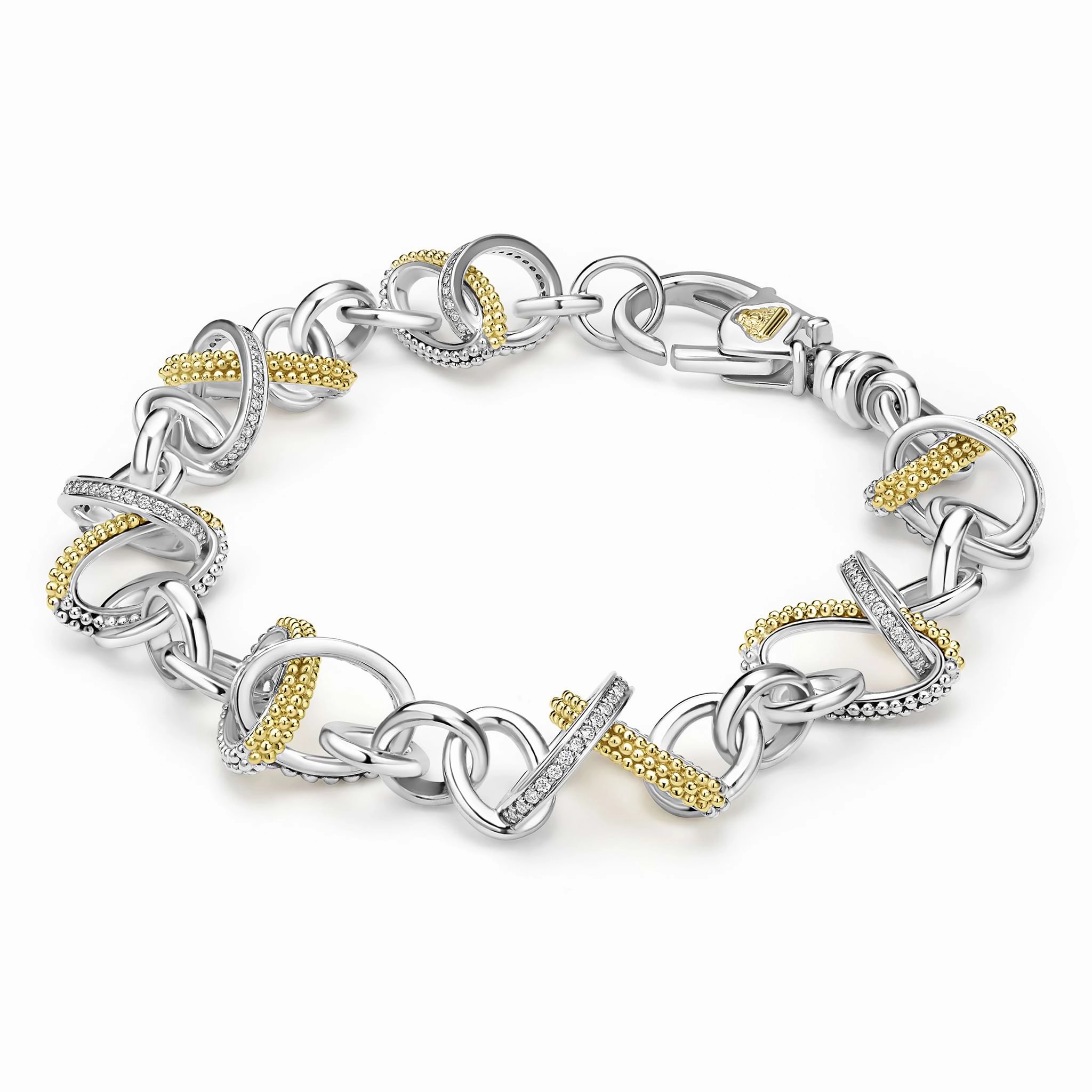 Caviar Lux Two-Tone Link Diamond Bracelet