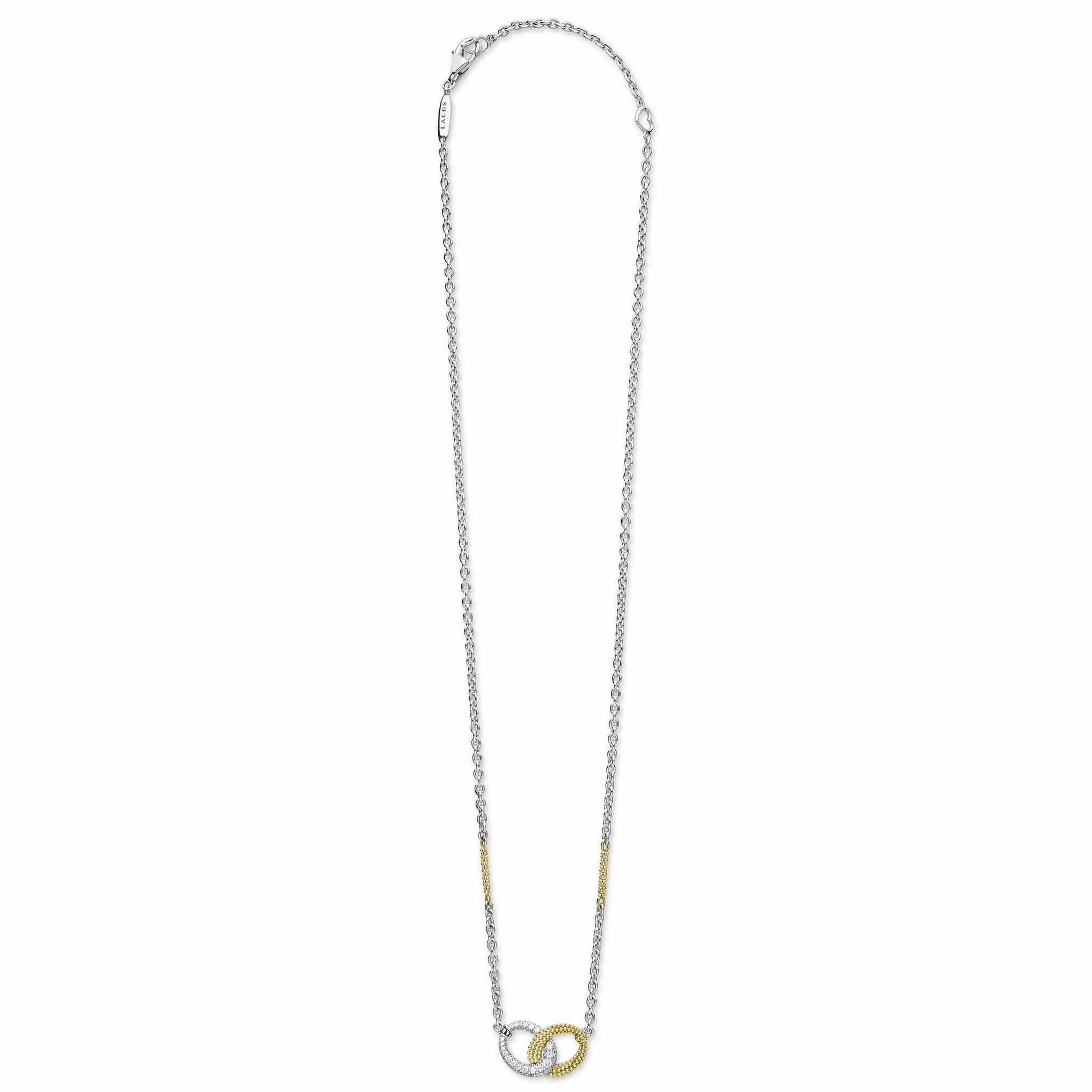 Caviar Lux Two-Tone Link Diamond Necklace