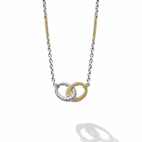 Caviar Lux Two-Tone Link Diamond Necklace