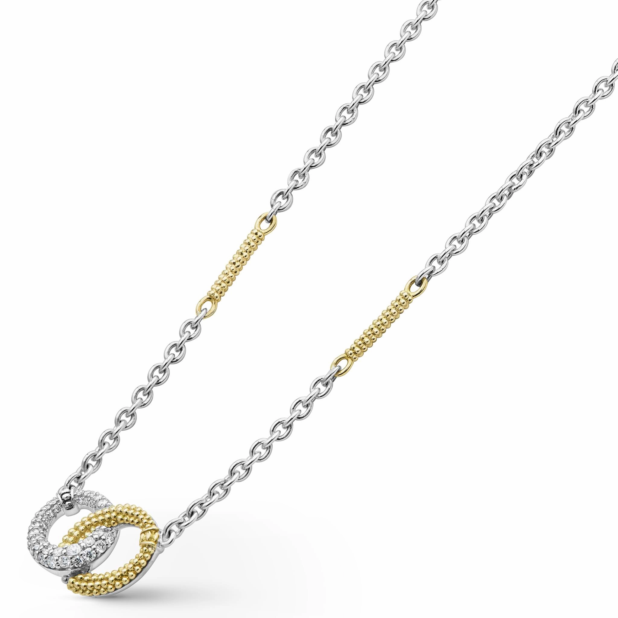Caviar Lux Two-Tone Link Diamond Necklace