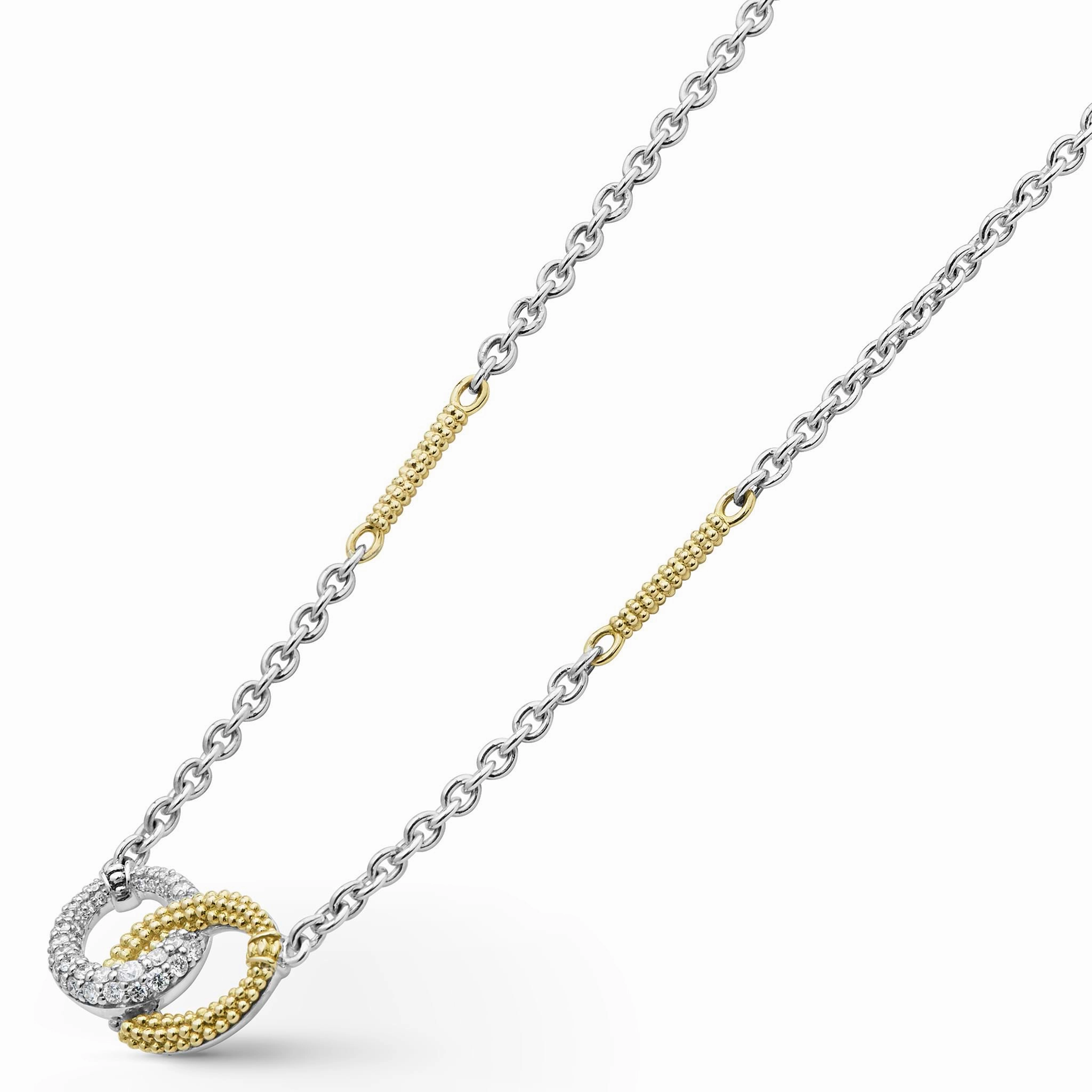 Caviar Lux Two-Tone Link Diamond Necklace