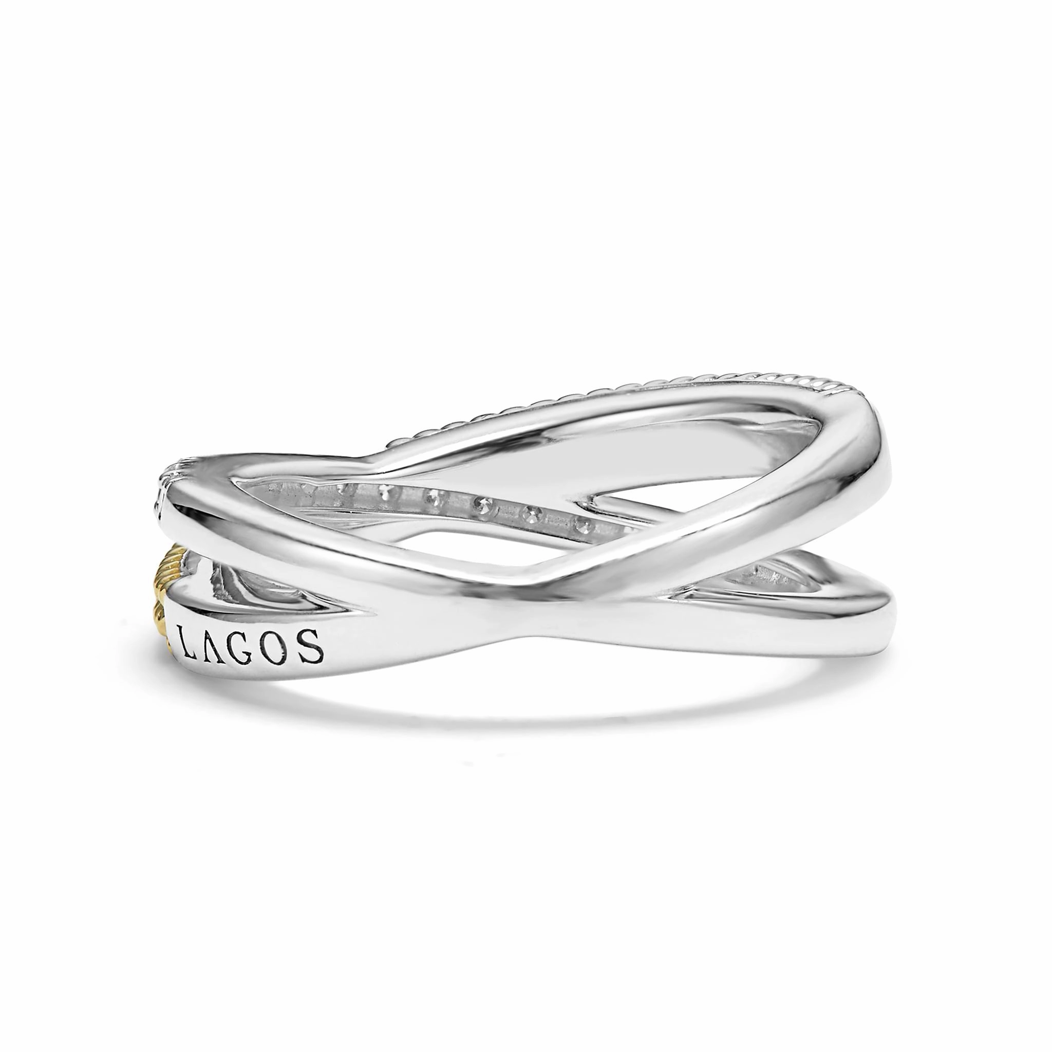 Caviar Lux Two-Tone X Diamond Ring