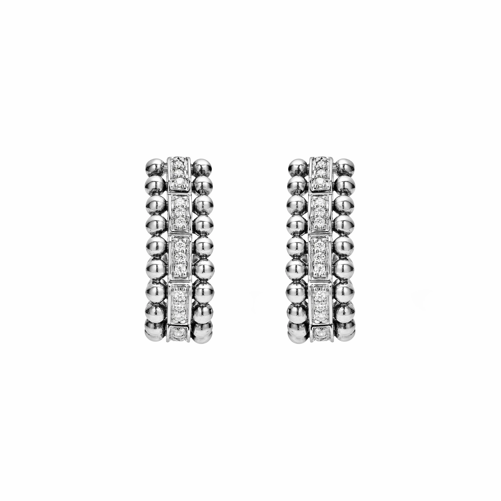 Caviar Spark Beaded Diamond Huggie Earrings