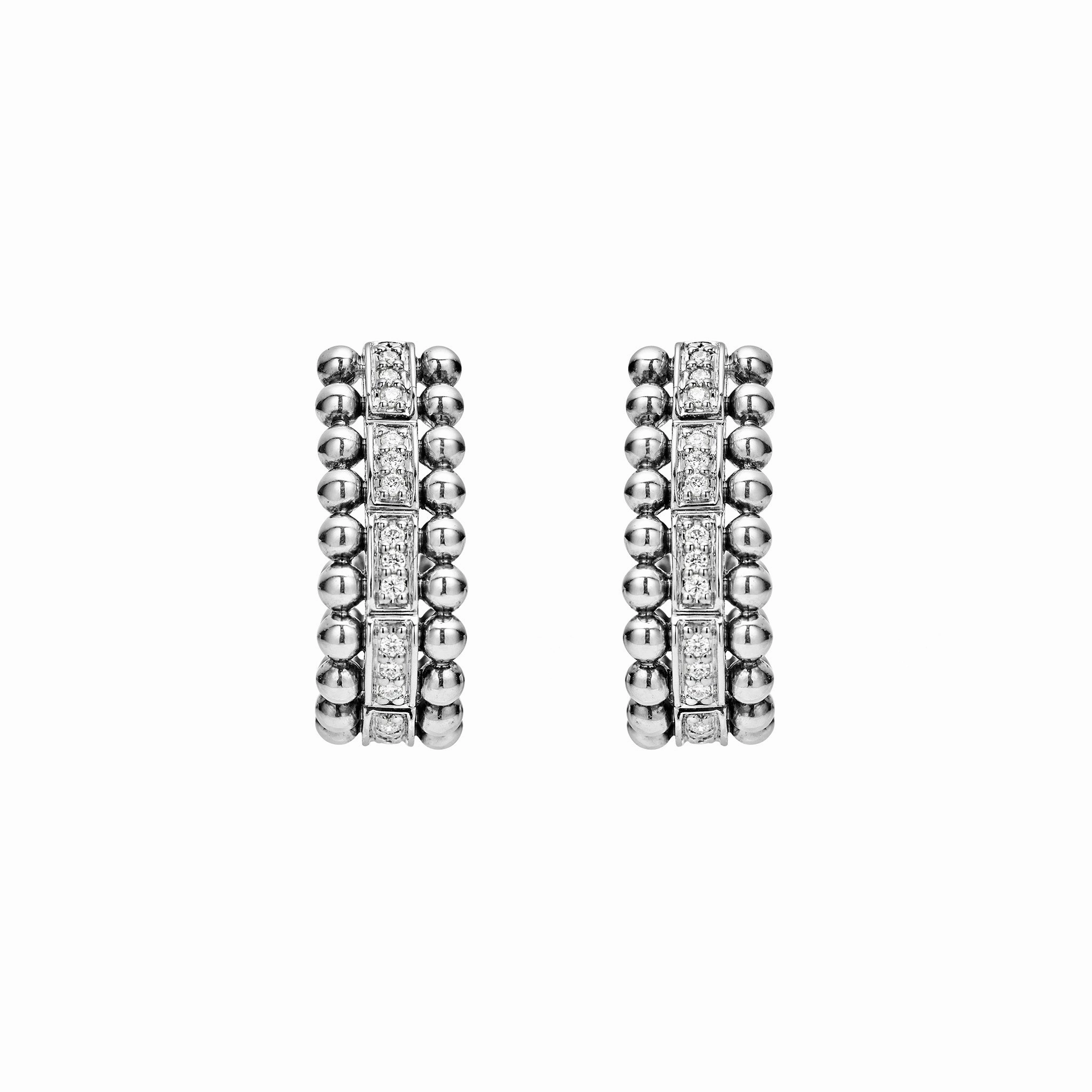 Caviar Spark Beaded Diamond Huggie Earrings