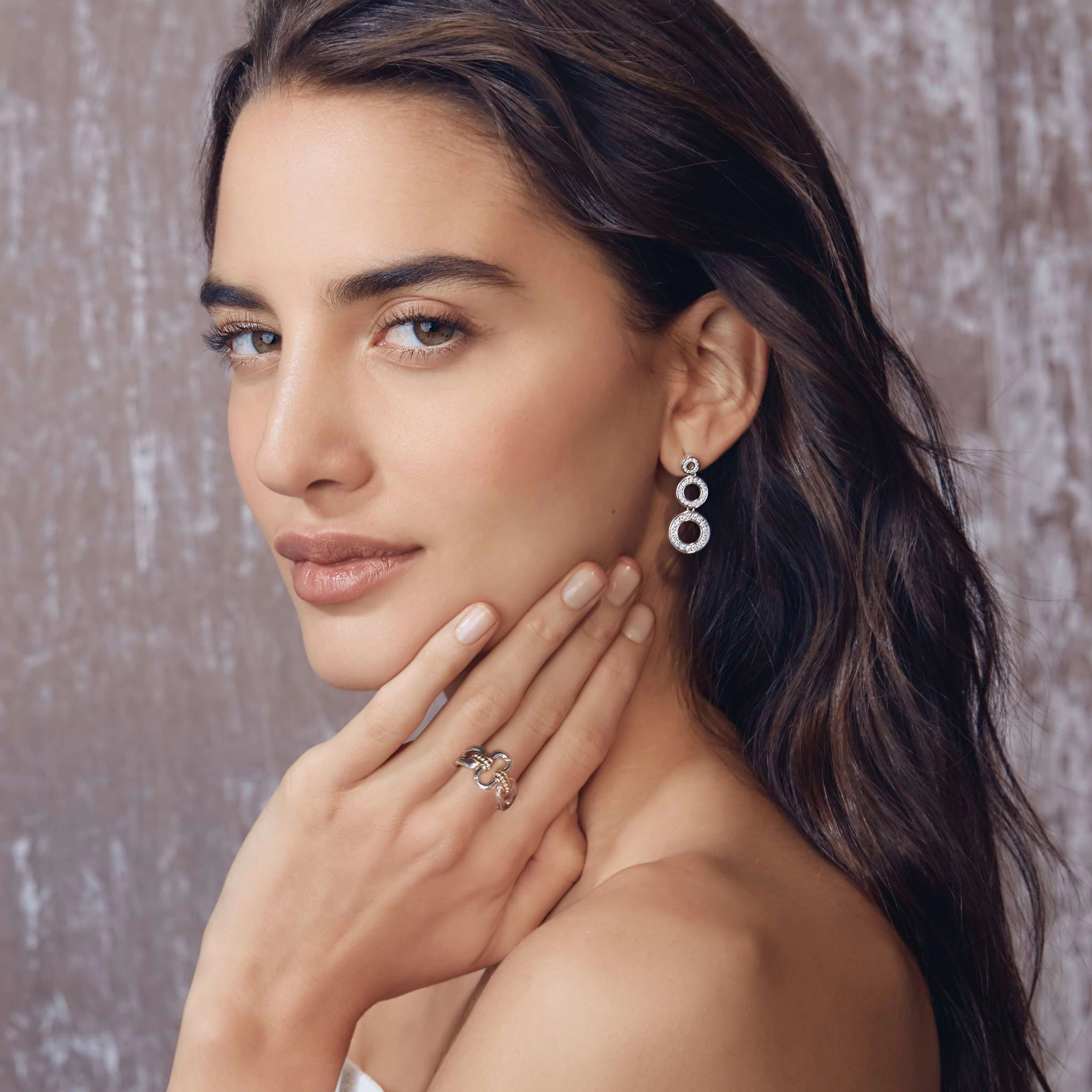 Caviar Spark Diamond Circle Drop Earrings