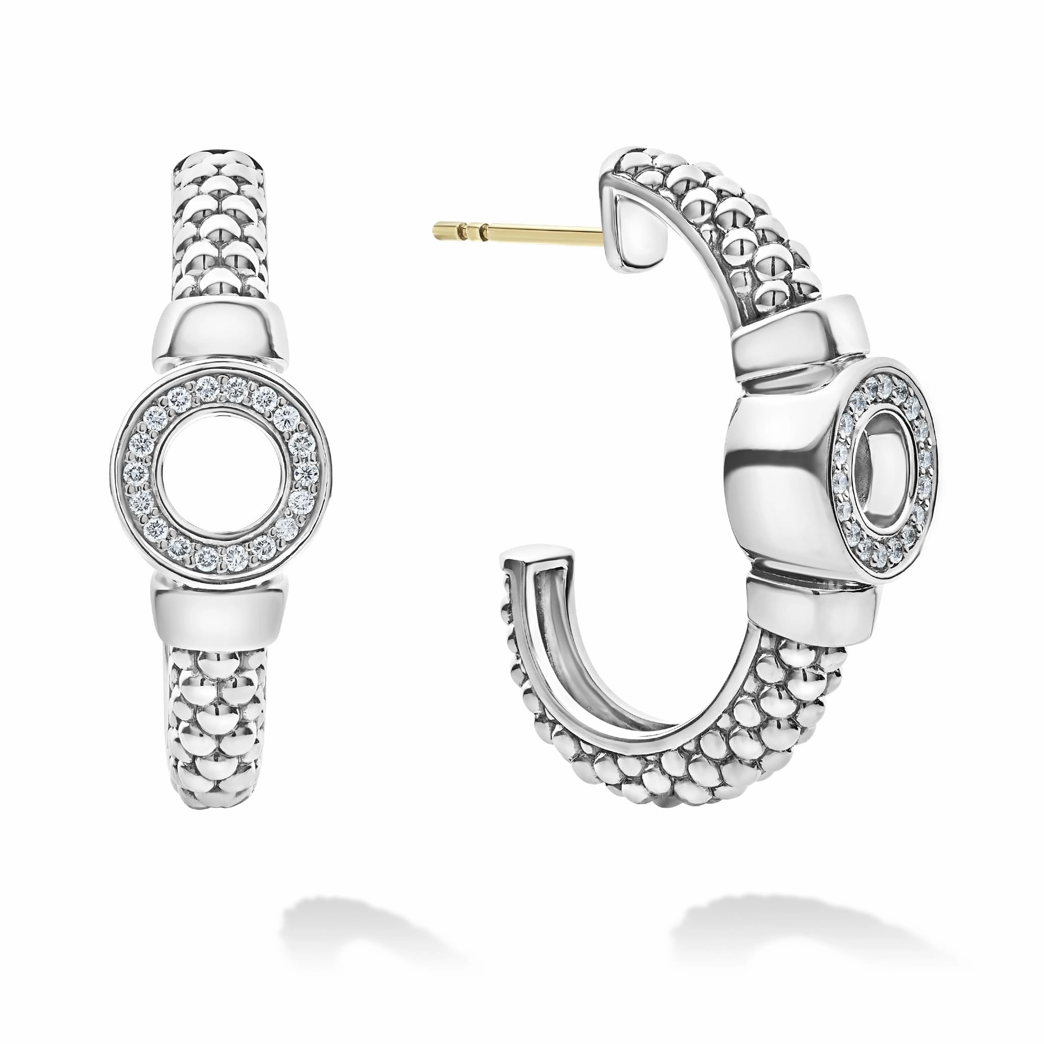 Caviar Spark Diamond Circle Half Hoop Earrings