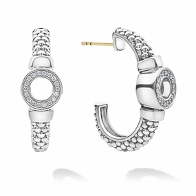 Caviar Spark Diamond Circle Half Hoop Earrings