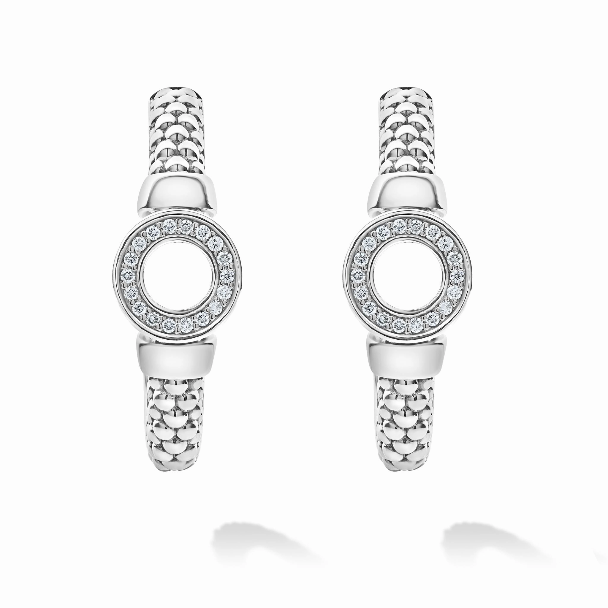 Caviar Spark Diamond Circle Half Hoop Earrings