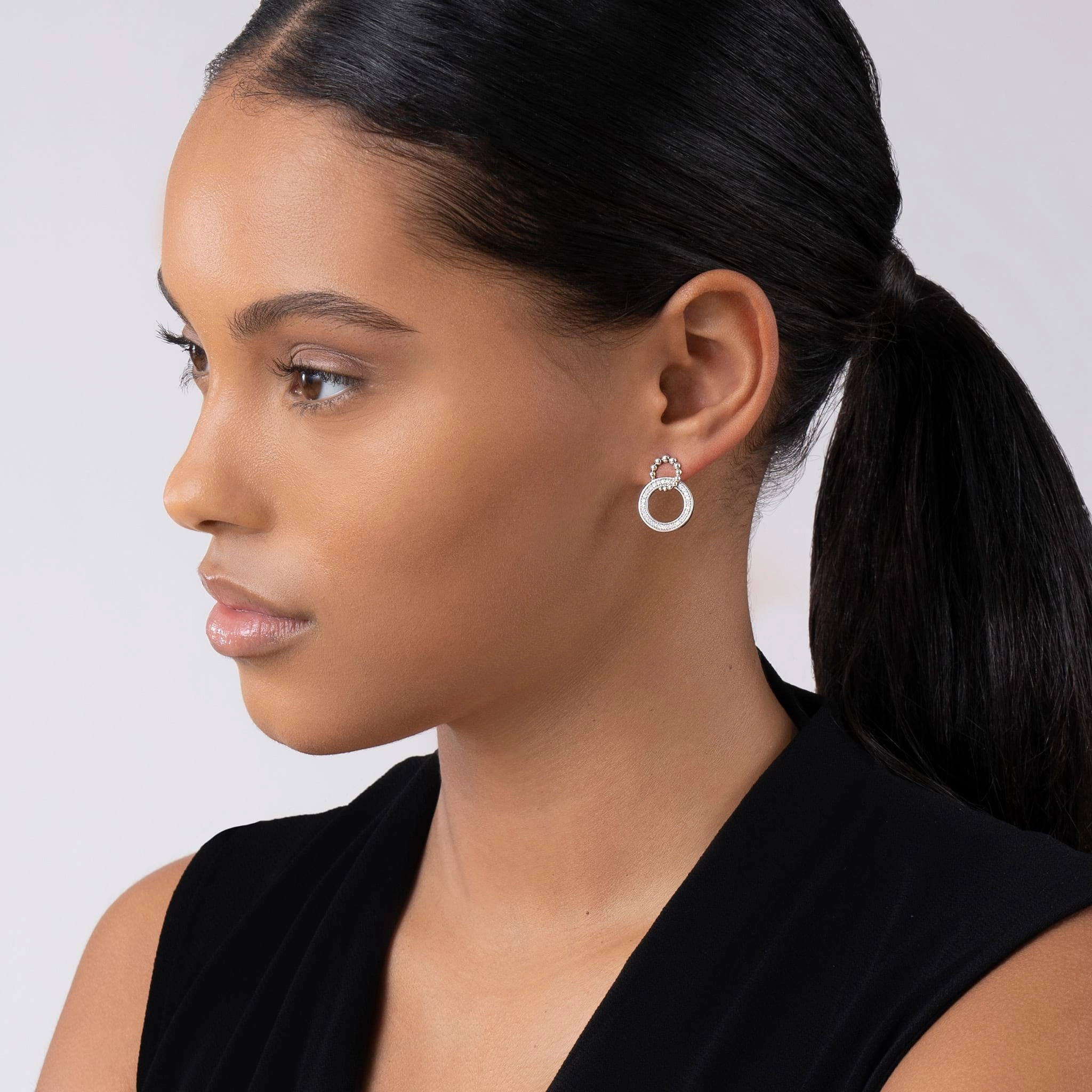 Caviar Spark Double Circle Diamond Caviar Earrings