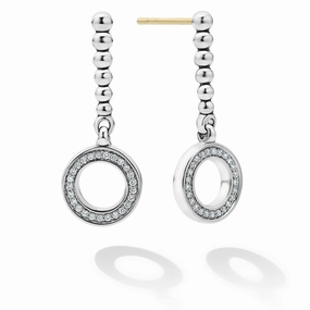 Caviar Spark Drop Circle Diamond Earrings