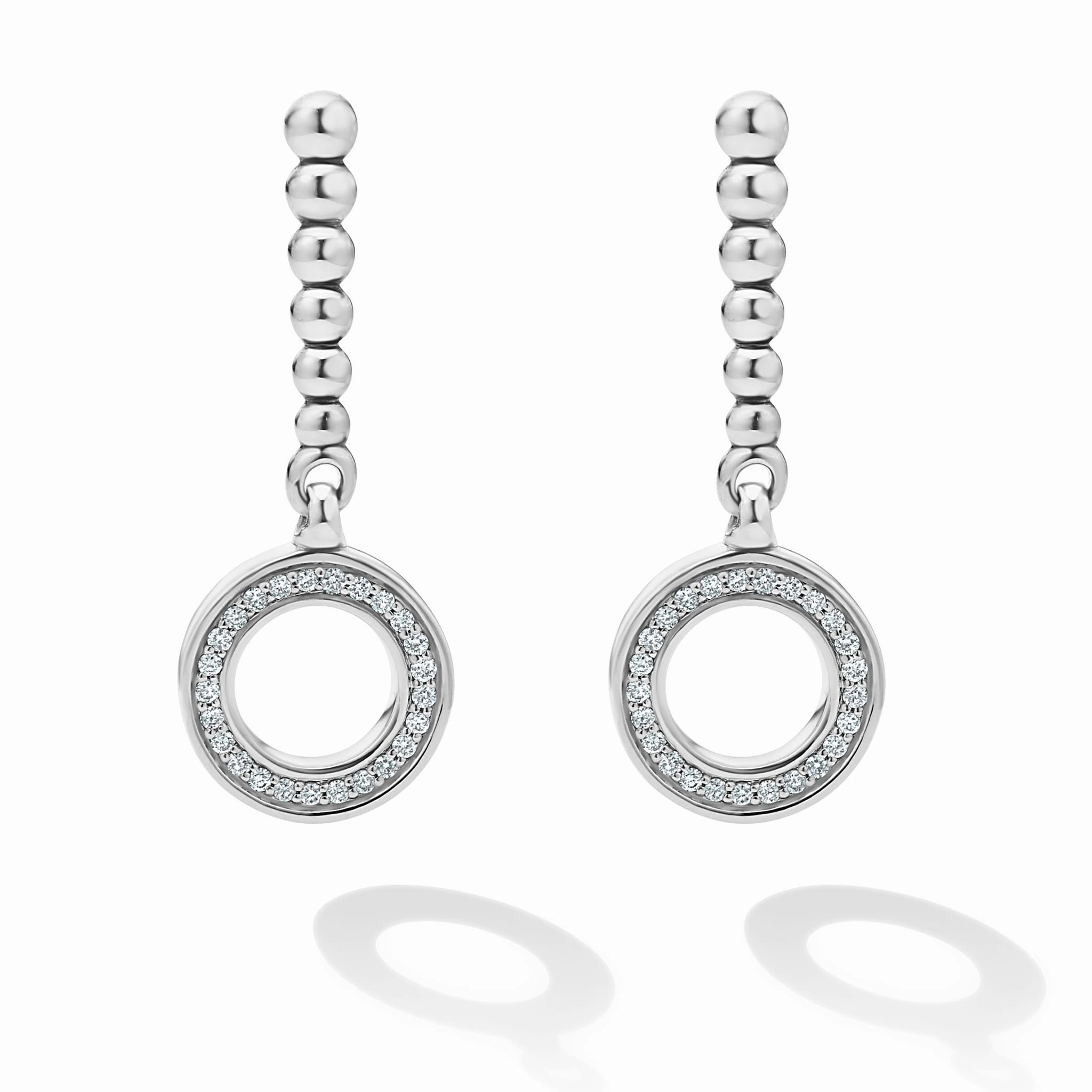 Caviar Spark Drop Circle Diamond Earrings