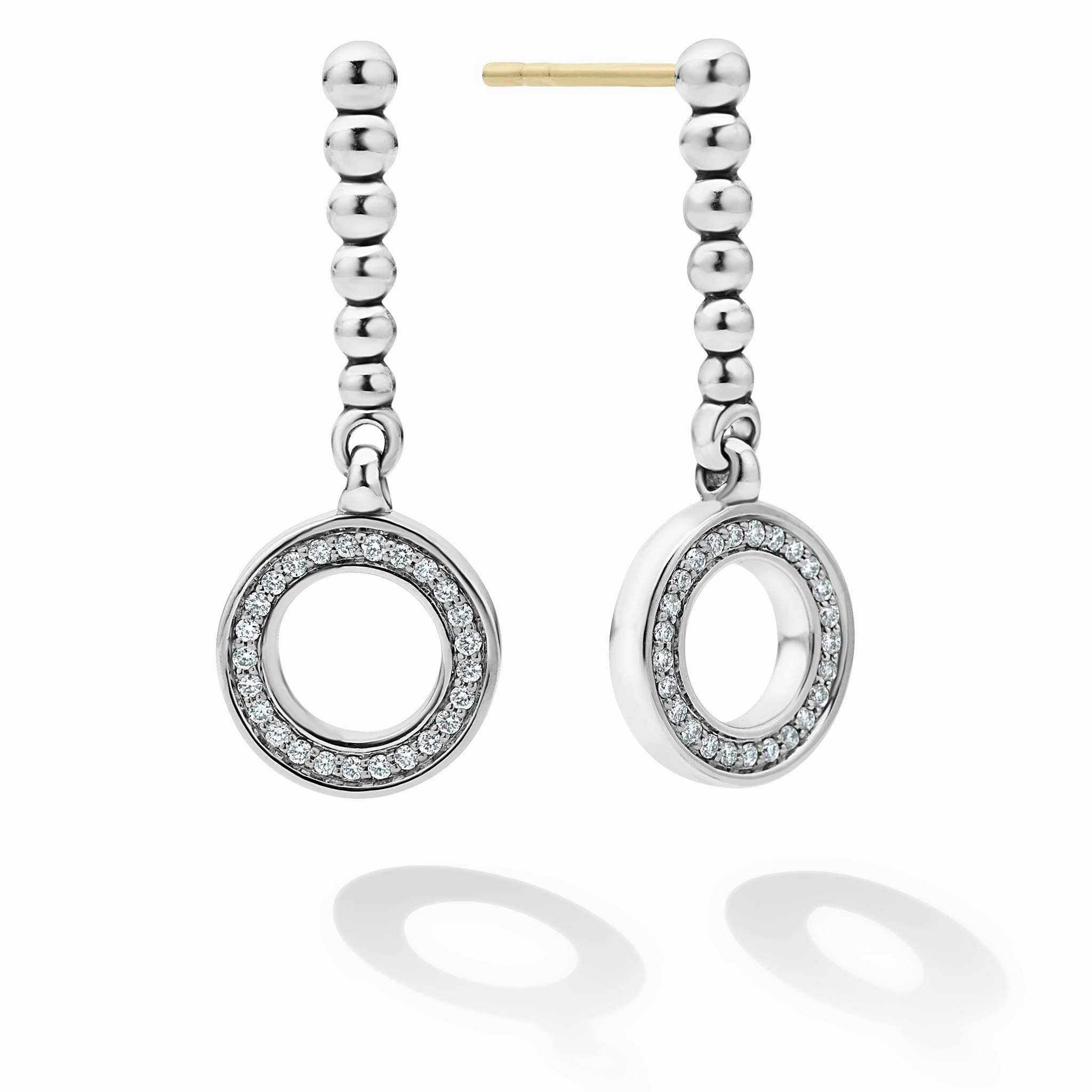Caviar Spark Drop Circle Diamond Earrings