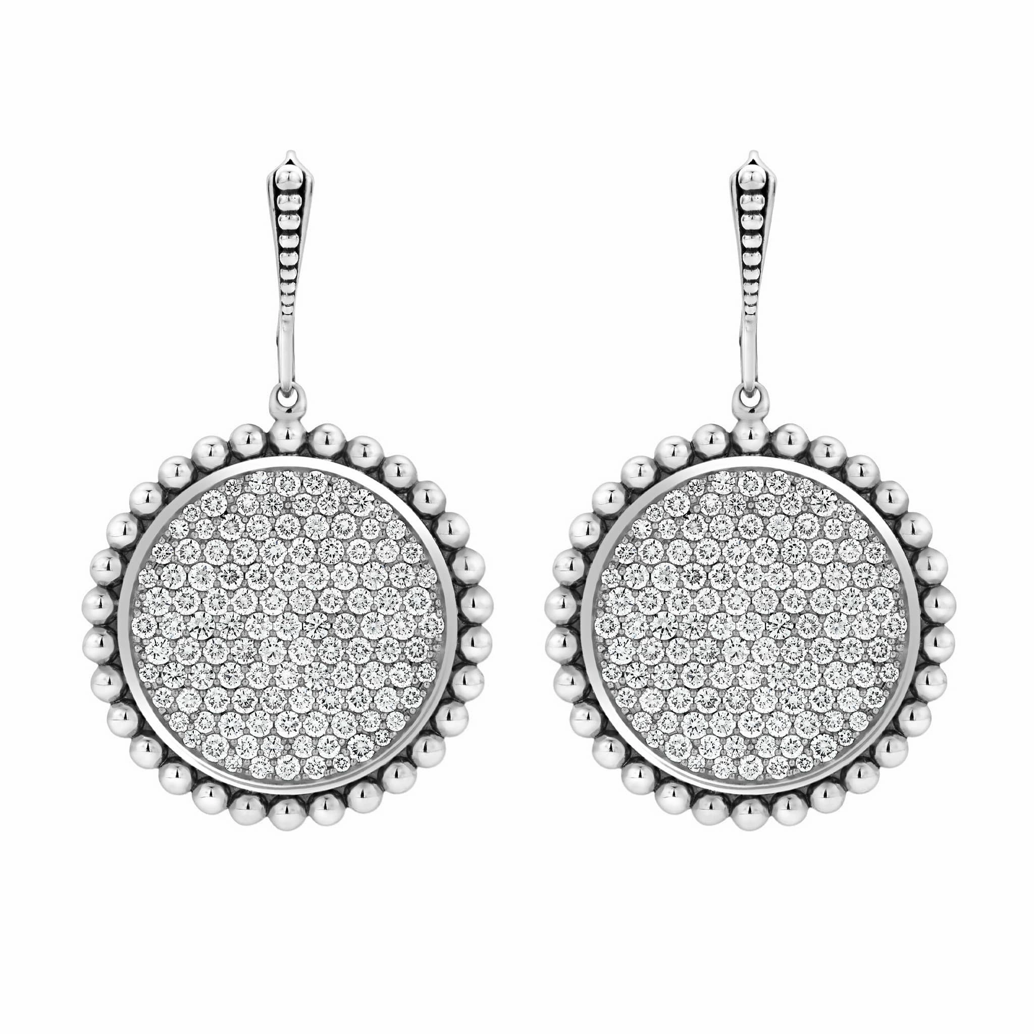 Caviar Spark Large Caviar Circle Diamond Drop Earrings
