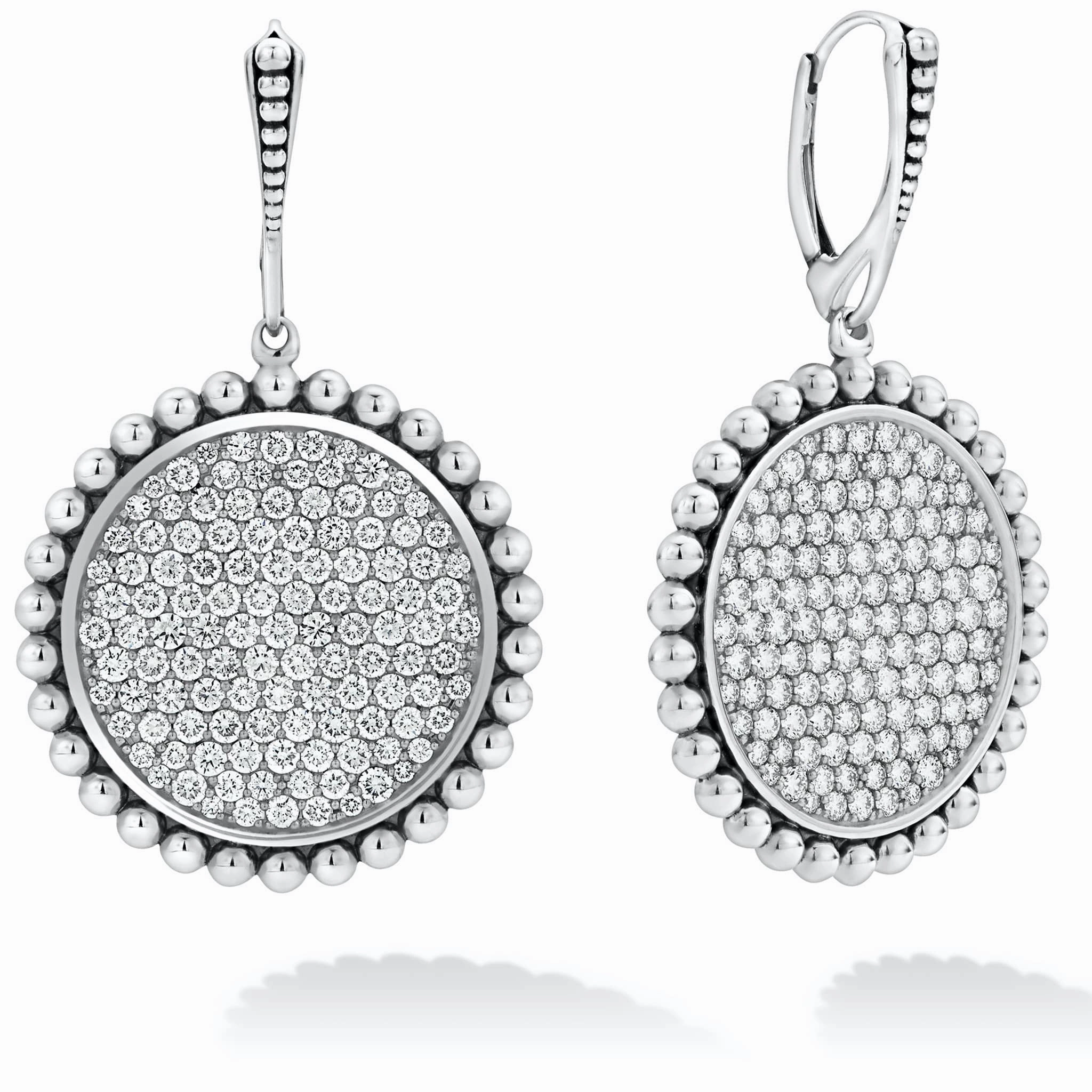 Caviar Spark Large Caviar Circle Diamond Drop Earrings