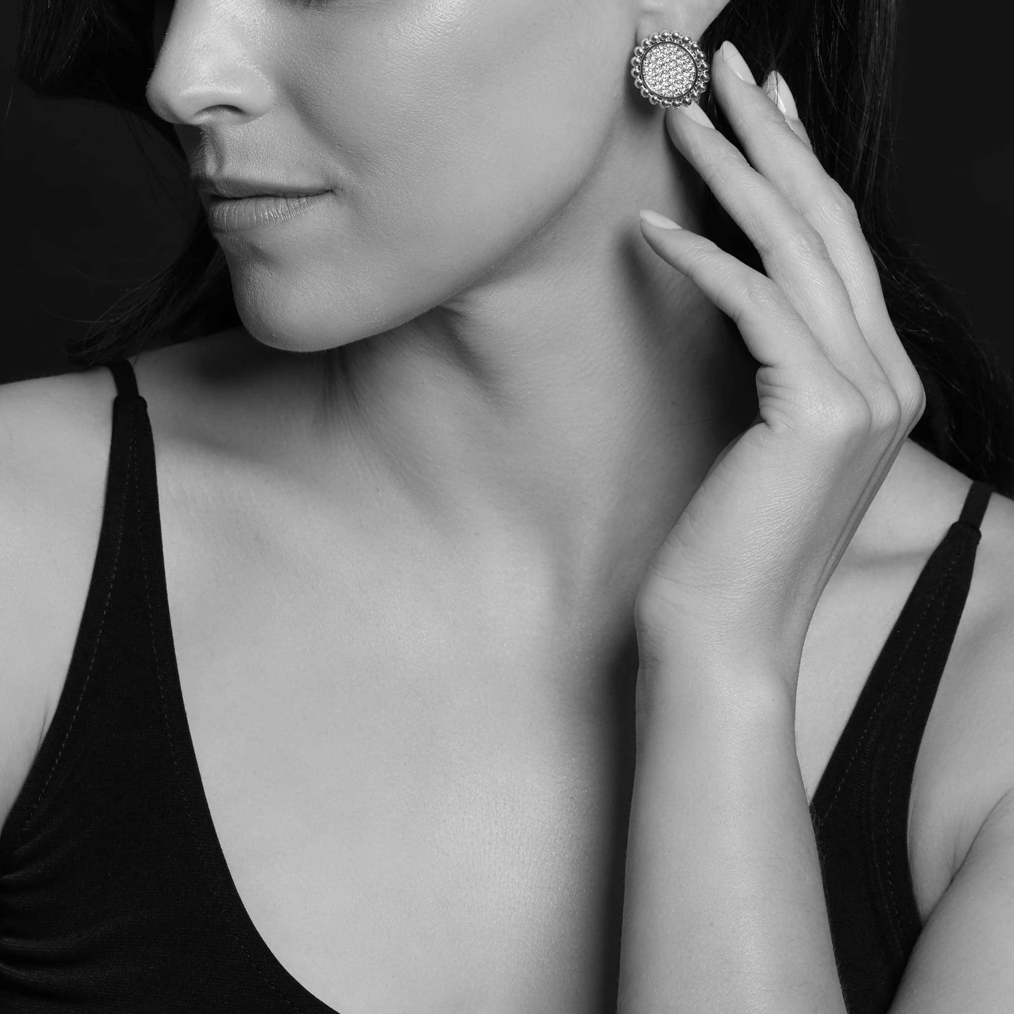 Caviar Spark Large Caviar Circle Diamond Earrings