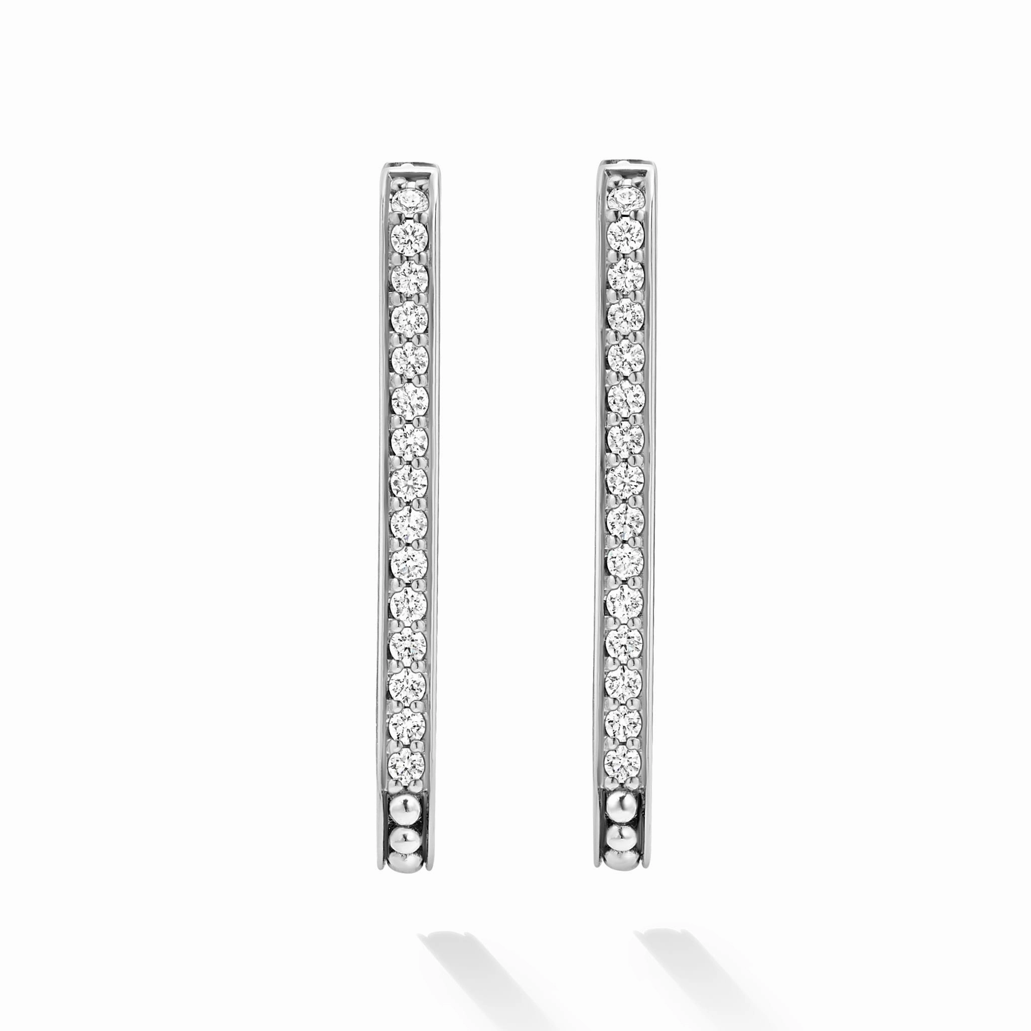 Caviar Spark Large Linear Diamond Hoop Earrings