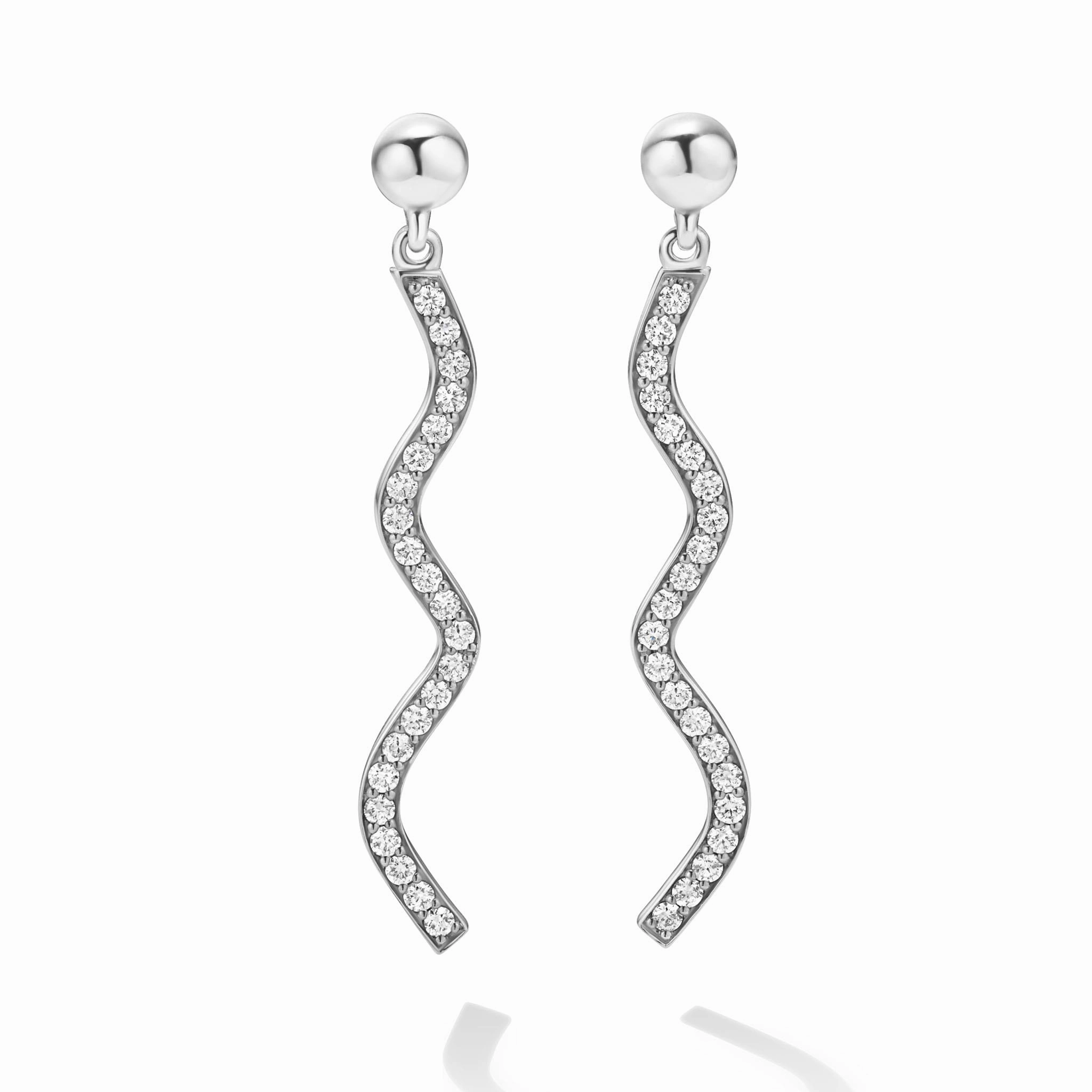 Caviar Spark Large Wave Diamond Drop Earrings