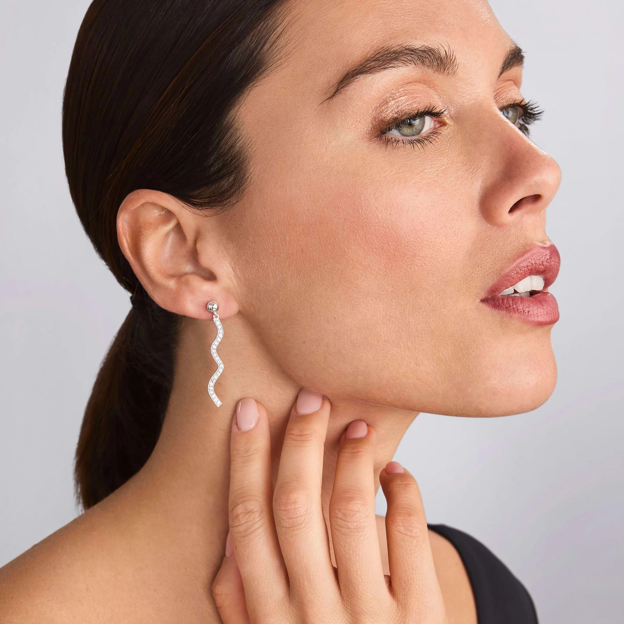 Caviar Spark Large Wave Diamond Drop Earrings
