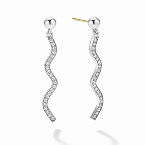 Caviar Spark Large Wave Diamond Drop Earrings