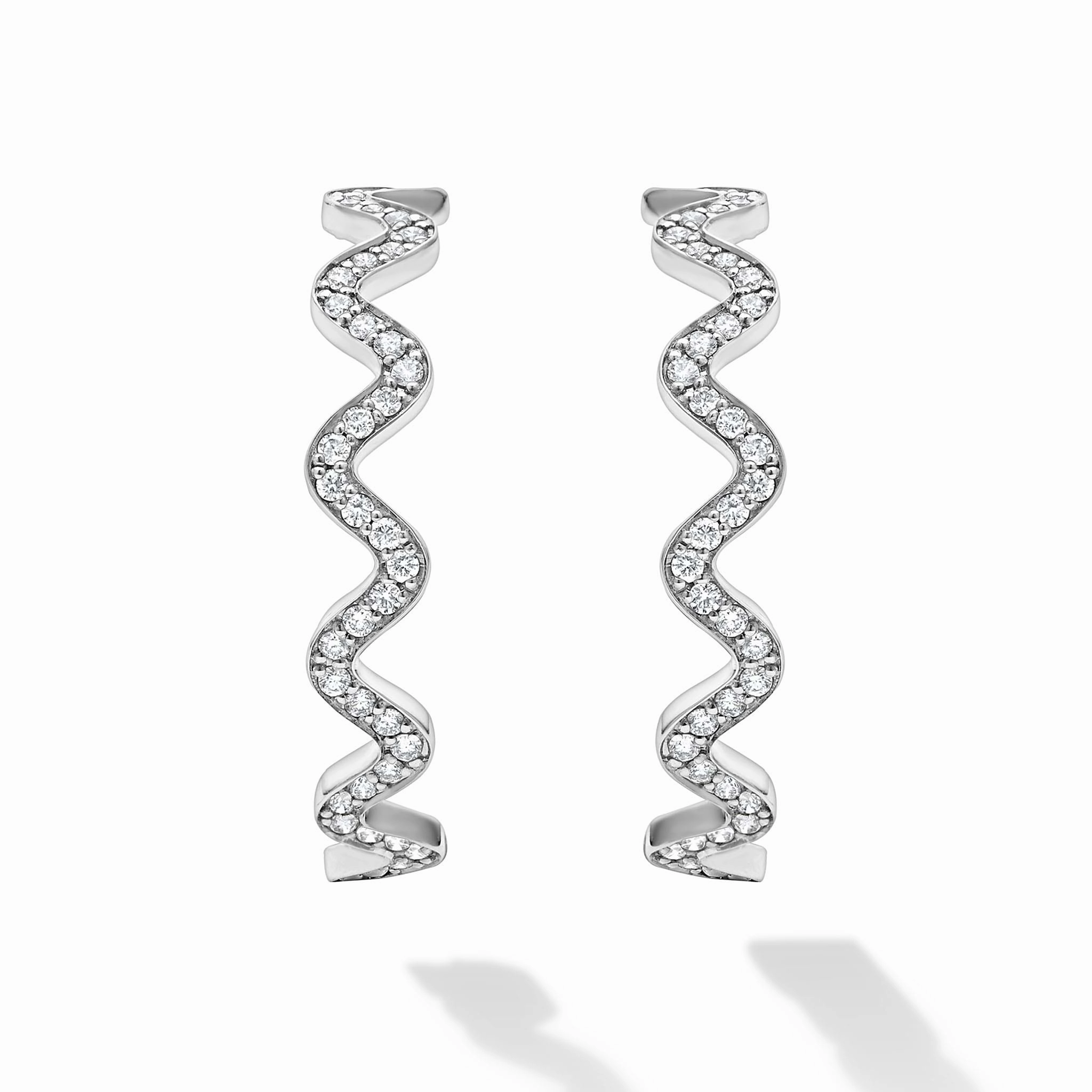 Caviar Spark Large Wave Diamond Hoop Earrings