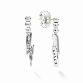Caviar Spark Lightning Bolt Diamond Drop Earrings