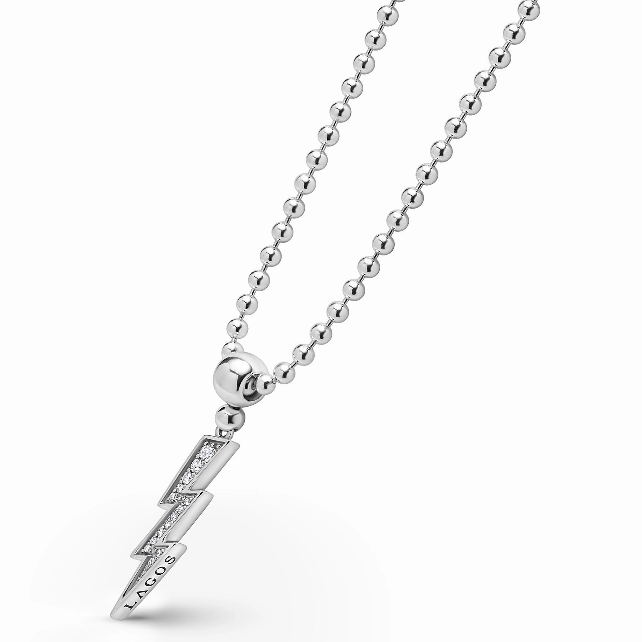 Caviar Spark Lightning Bolt Diamond Pendant Necklace