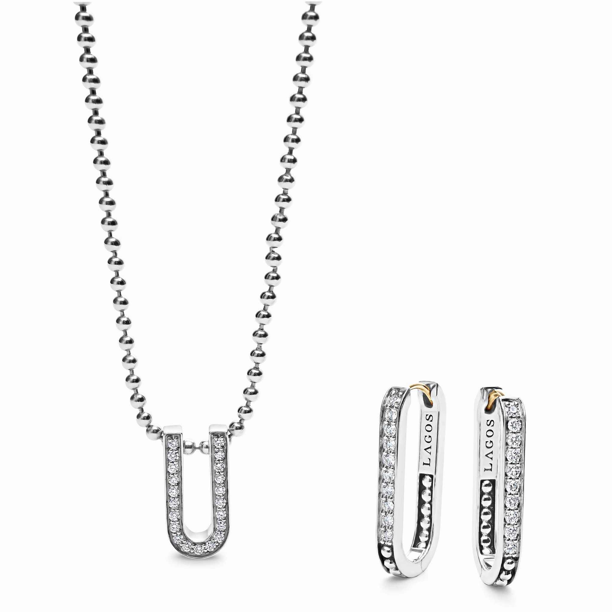 Caviar Spark Linear Diamond Earrings and Necklace Gift Set
