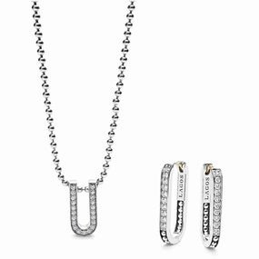 Caviar Spark Linear Diamond Earrings and Necklace Gift Set