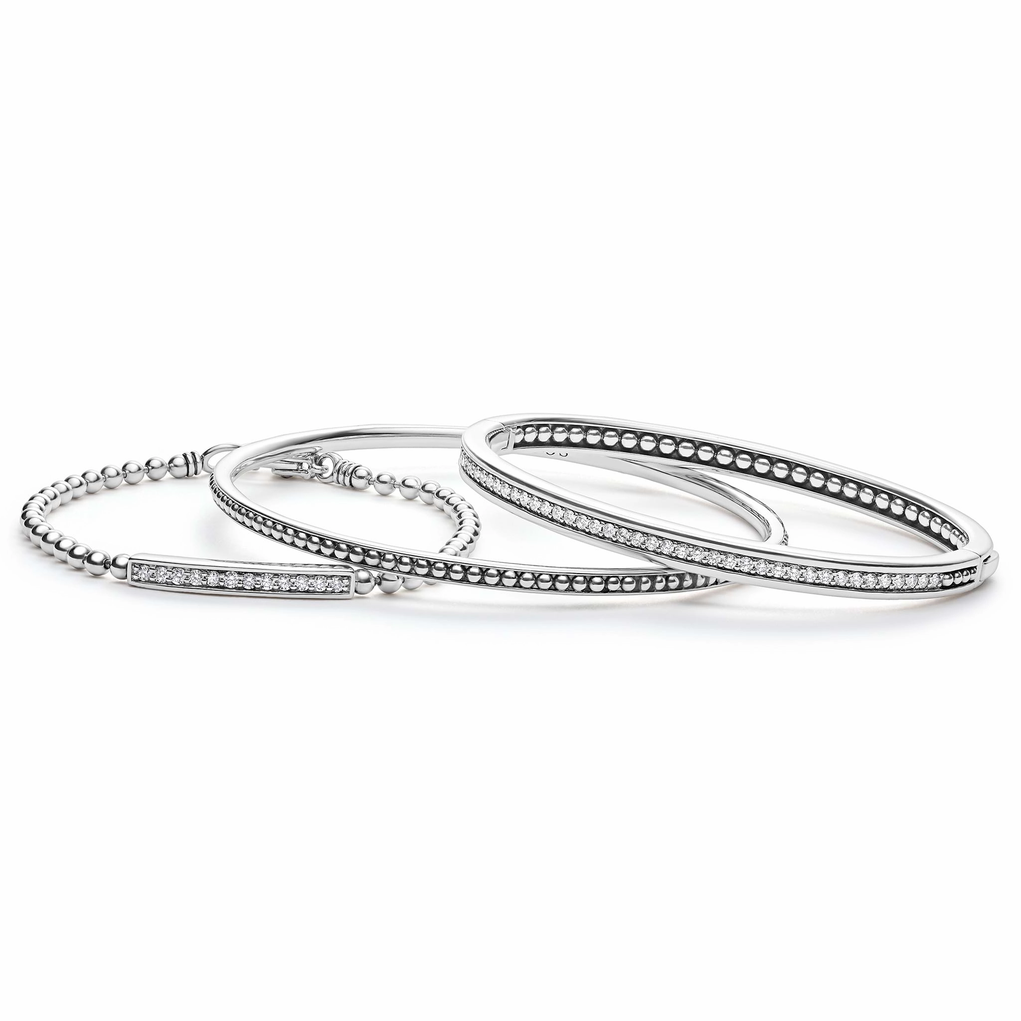 Caviar Spark Silver and Diamond Bangle Gift Set
