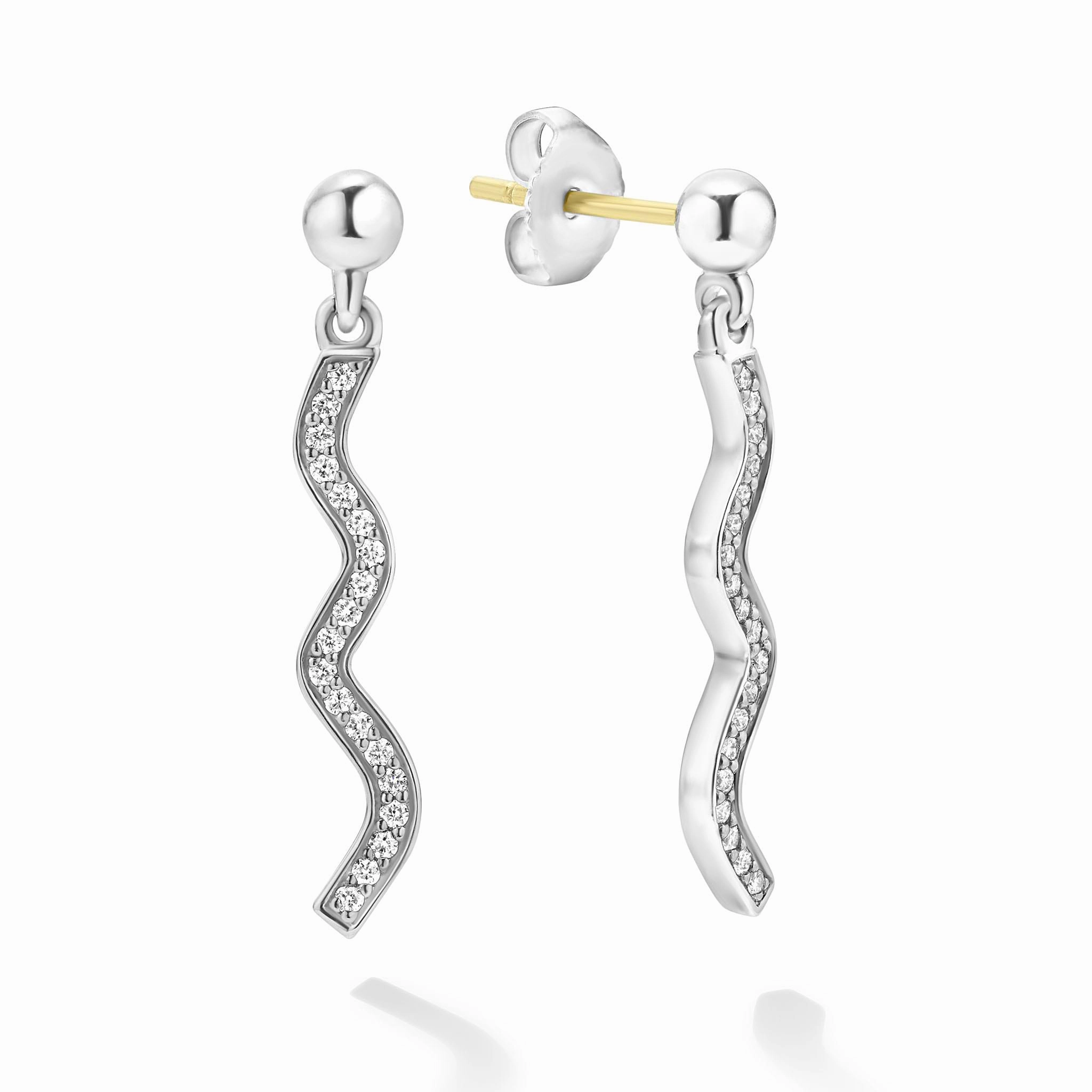 Caviar Spark Wave Diamond Drop Earrings