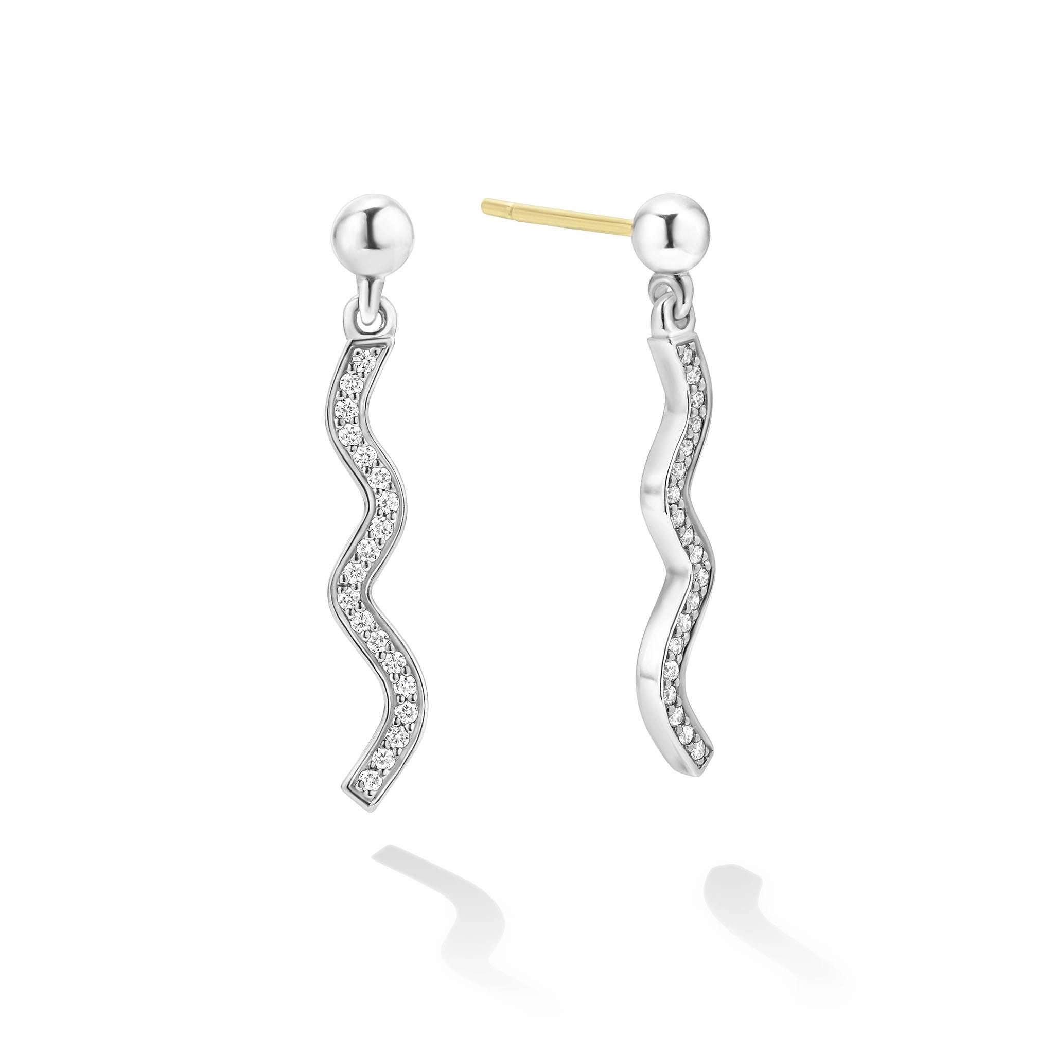 Caviar Spark Wave Diamond Drop Earrings