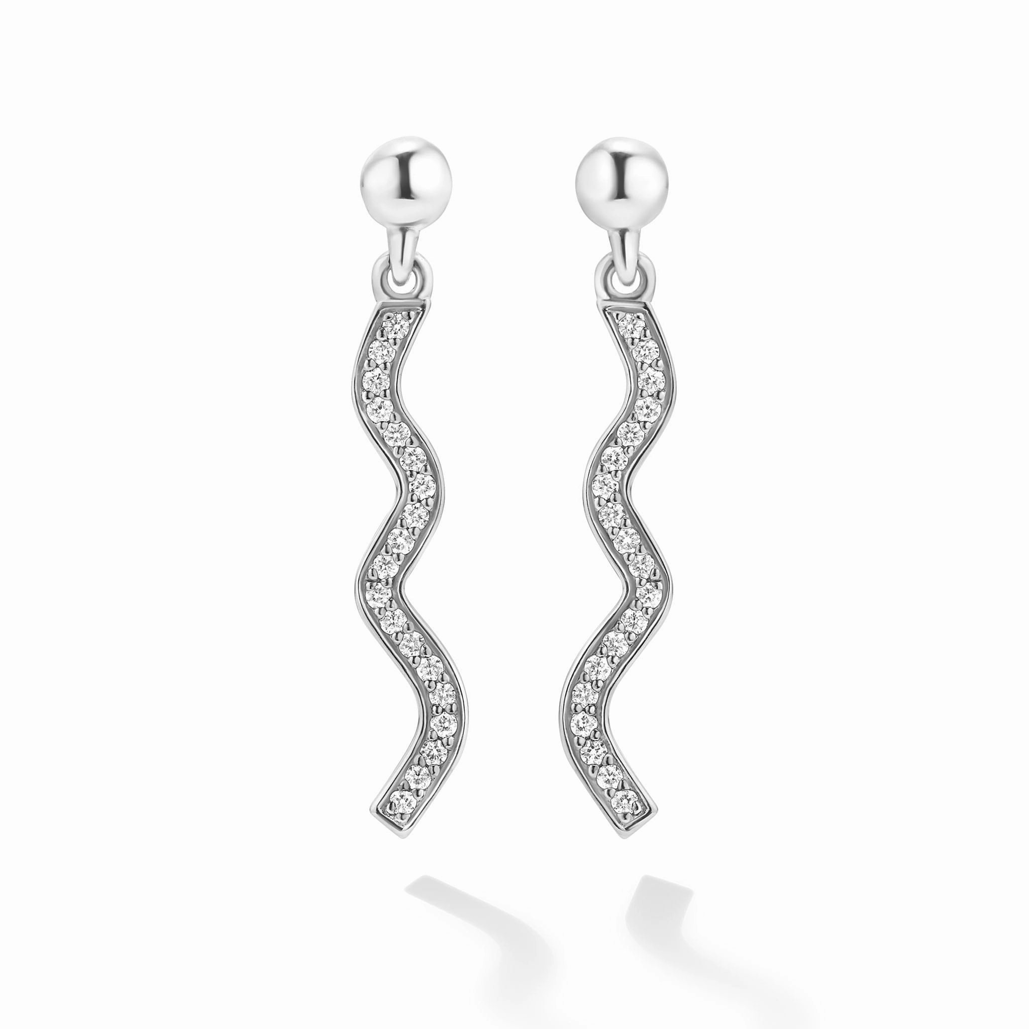 Caviar Spark Wave Diamond Drop Earrings