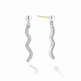 Caviar Spark Wave Diamond Drop Earrings