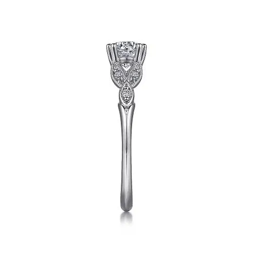 Celia - 14K White Gold Round Diamond Engagement Ring (setting only)