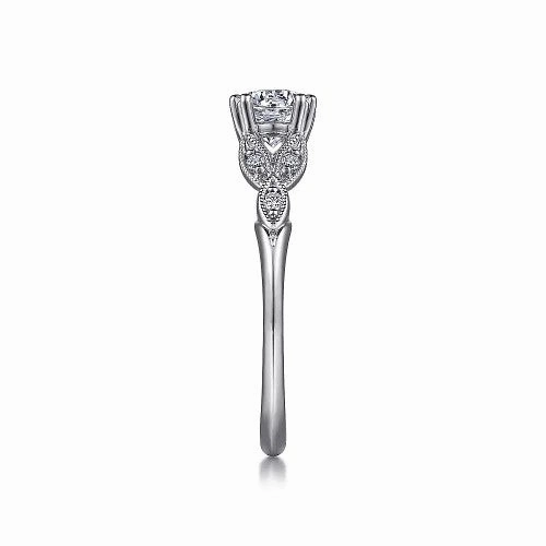 Celia - 14K White Gold Round Diamond Engagement Ring (setting only)