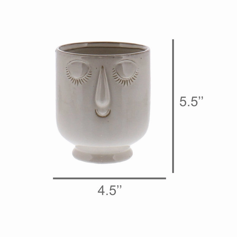 Celia Cachepot, White, Ceramic - Lrg - Fancy White