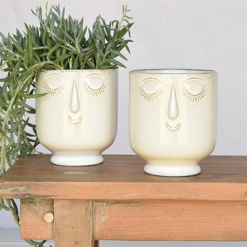 Celia Cachepot, White, Ceramic - Lrg - Fancy White