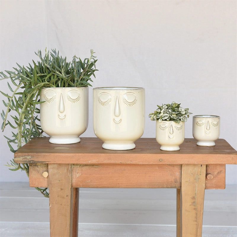 Celia Cachepot, White, Ceramic - Lrg - Fancy White